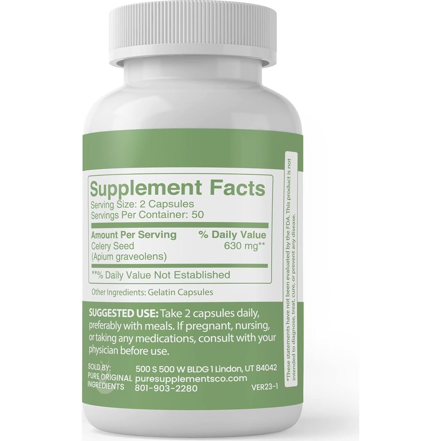 Cápsulas de Semilla de Apio Puras 100 Unidades - Ingredientes Orgánicos