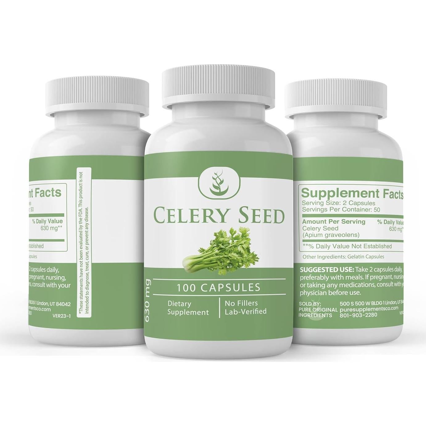 Cápsulas de Semilla de Apio Puras 100 Unidades - Ingredientes Orgánicos