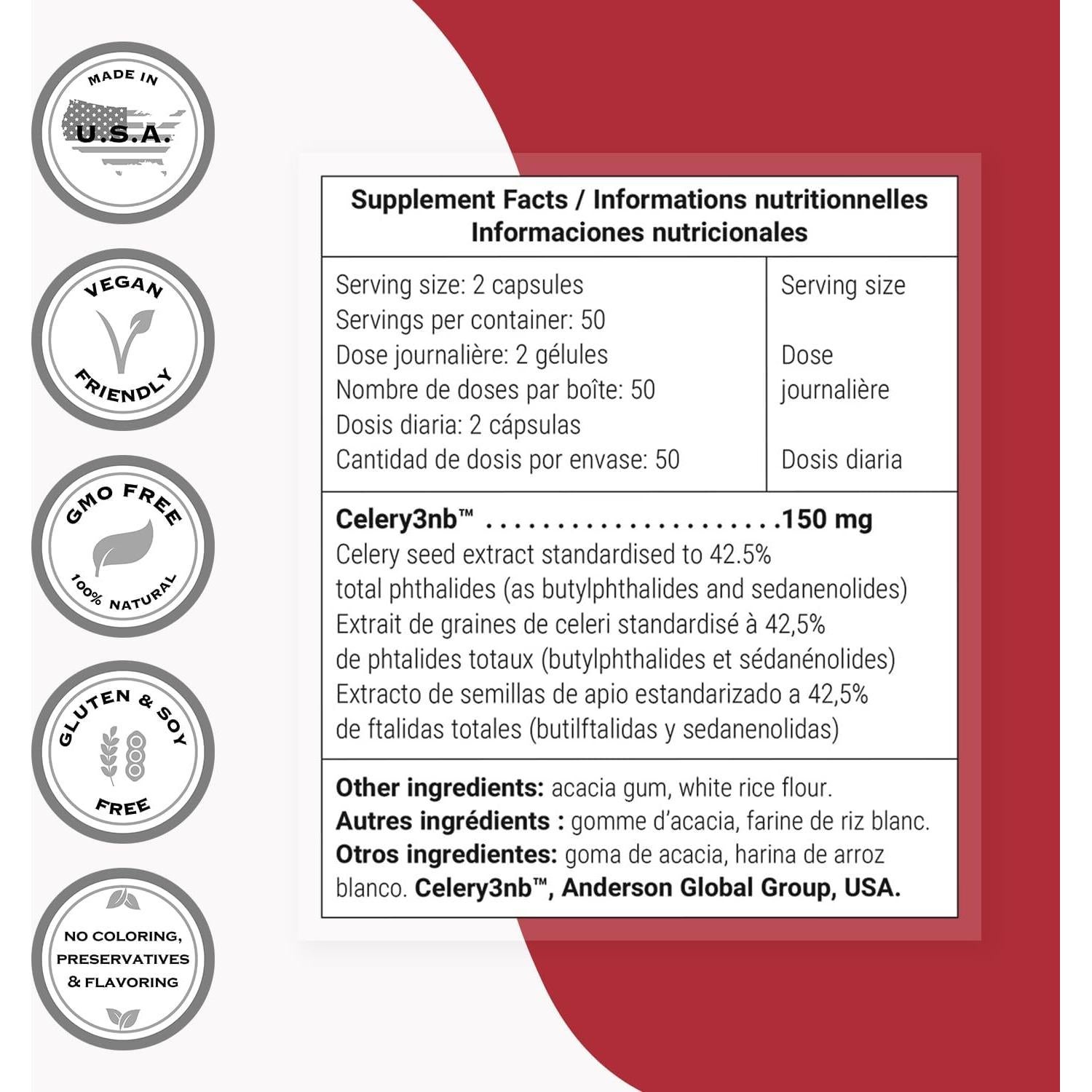 Suplemento Natural de Semilla de Apio Supersmart 100 Cápsulas