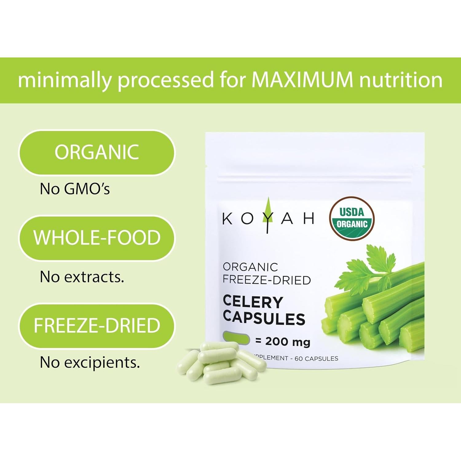 Cápsulas de Apio Orgánico KOYAH - 60 Veganas 200 mg