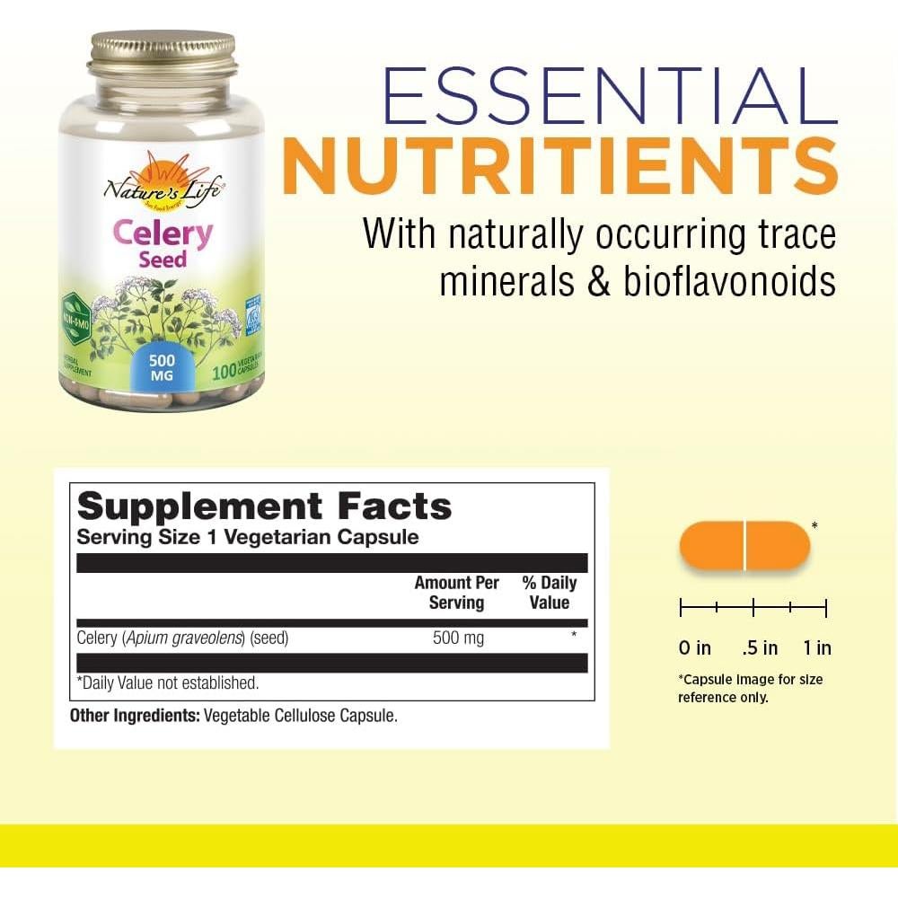 Semilla de Apio Nature's Life 500 mg 100 cápsulas