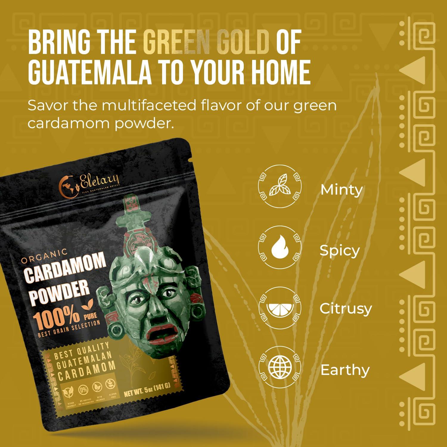 Cardamomo Molido Orgánico Eletary 142g - Sabor Auténtico de Guatemala