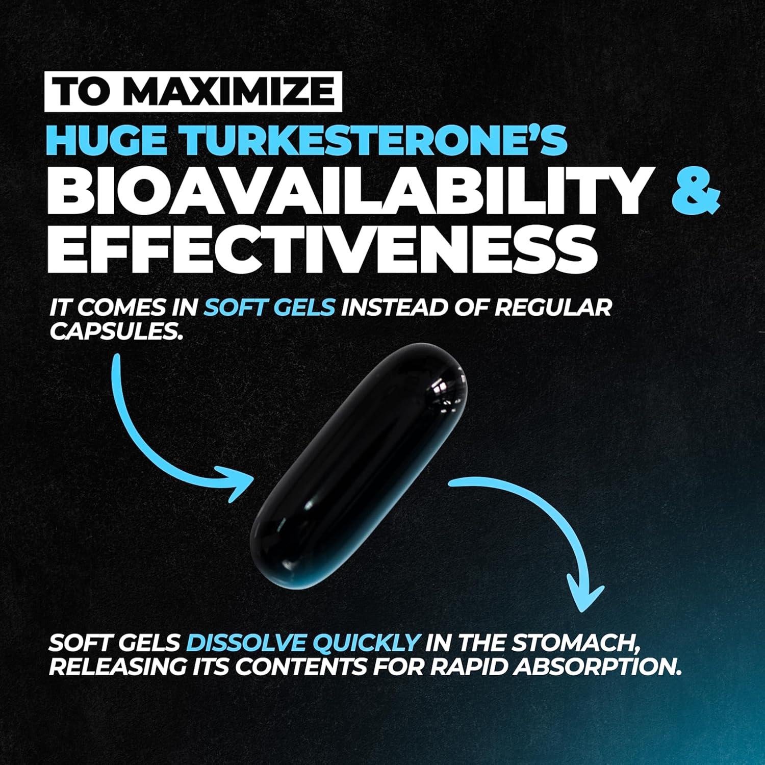 Suplemento de Turkesterona Huge 500mg 60 Softgels - Mejora Masa Muscular