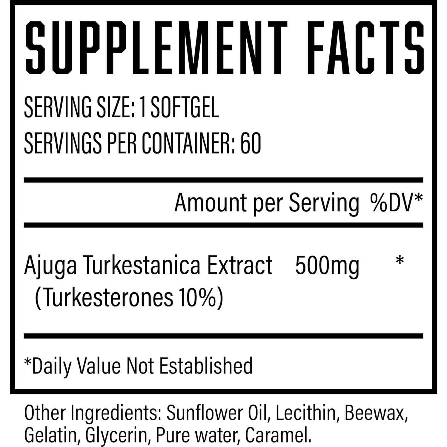 Suplemento de Turkesterona Huge 500mg 60 Softgels - Mejora Masa Muscular
