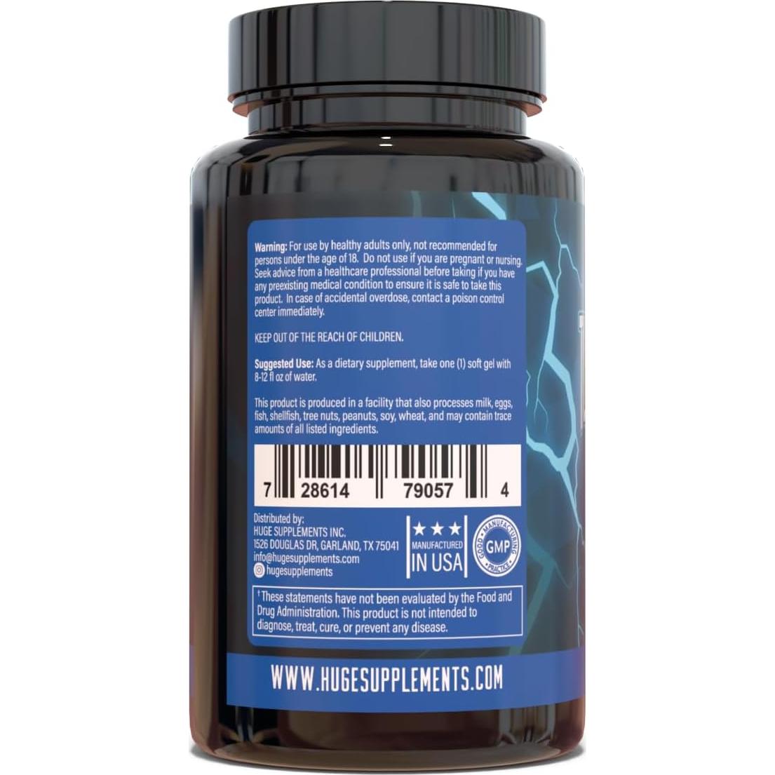 Suplemento de Turkesterona Huge 500mg 60 Softgels - Mejora Masa Muscular