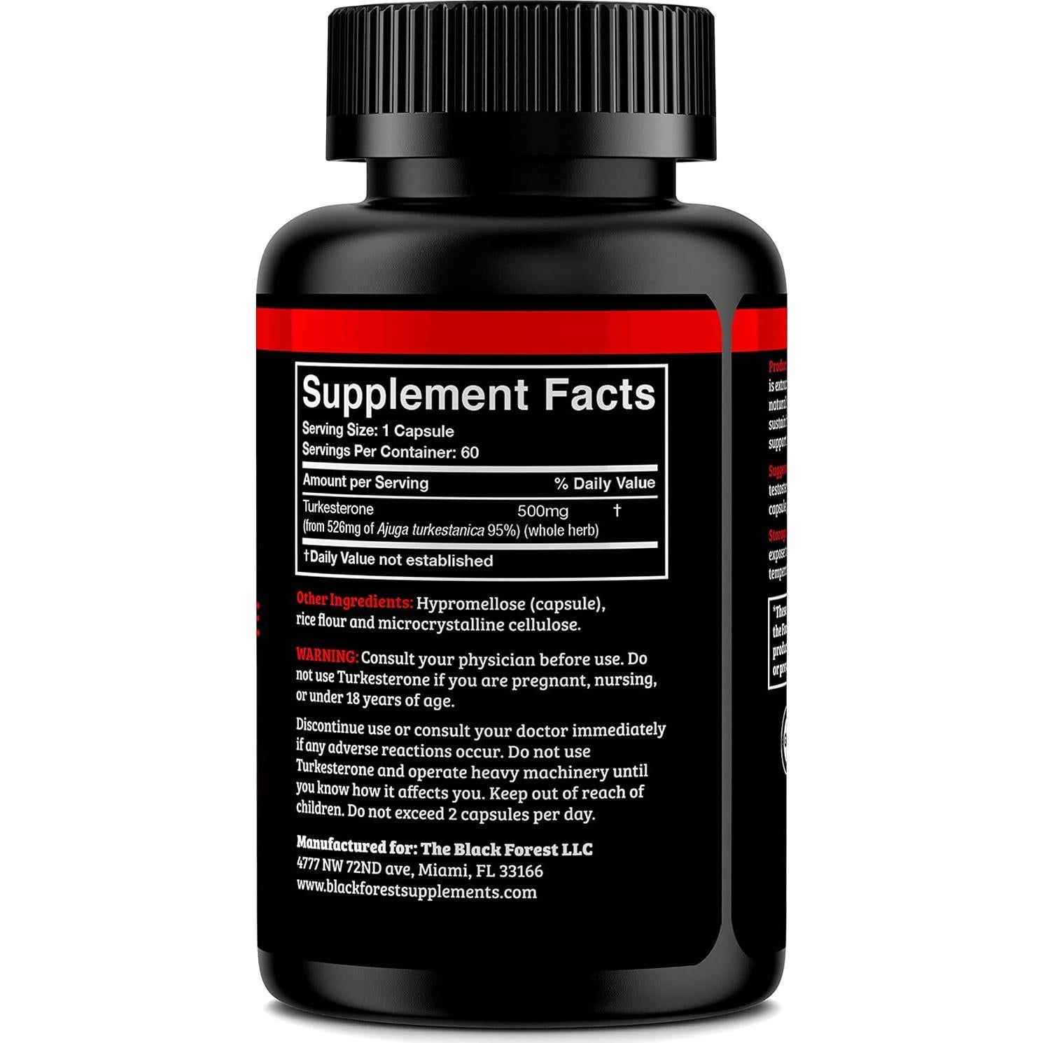 Suplemento de Turkesterona Bosque Negro 500mg 60 Cápsulas