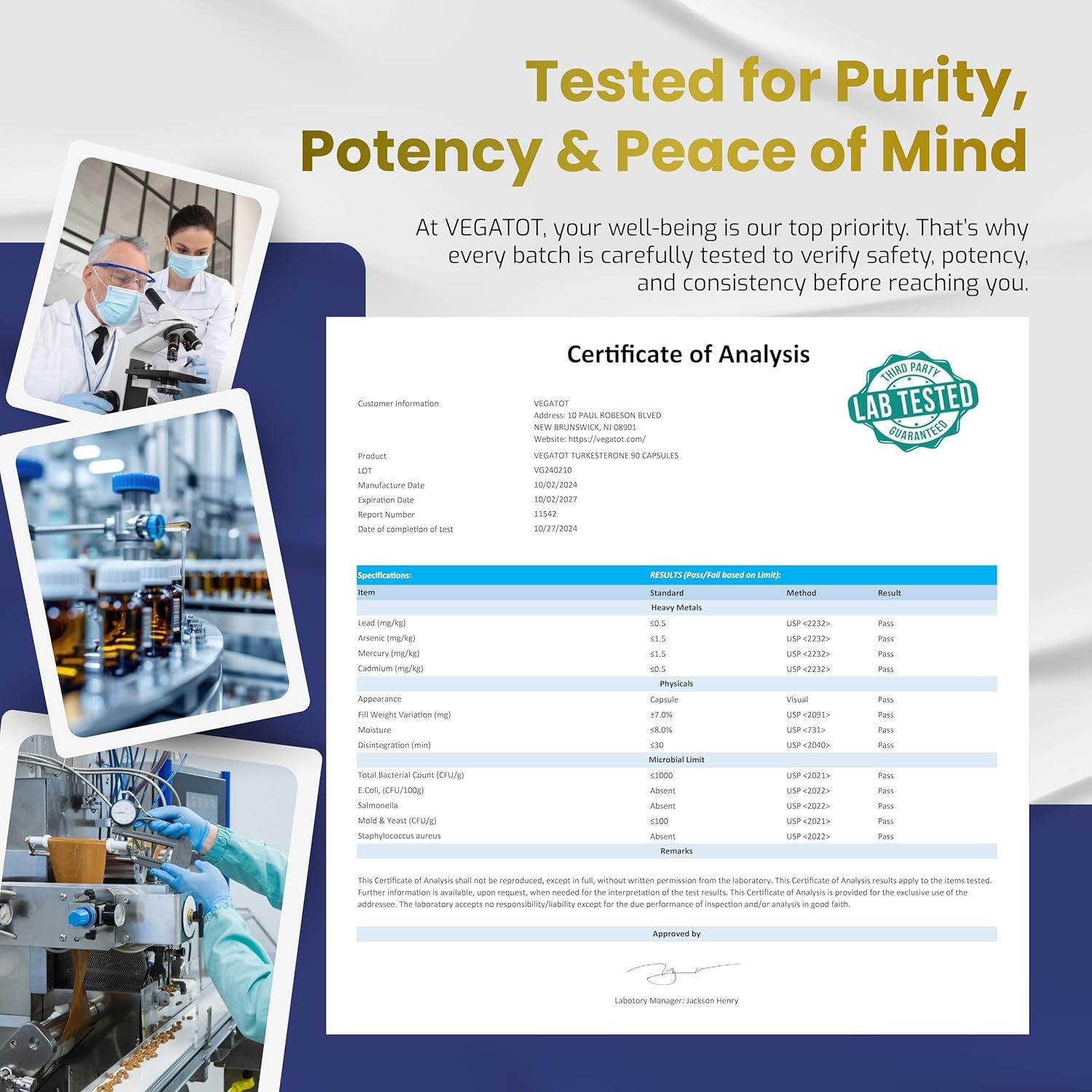 Suplemento Vegatot 6 en 1 Turkesterona 60 Cápsulas Energía