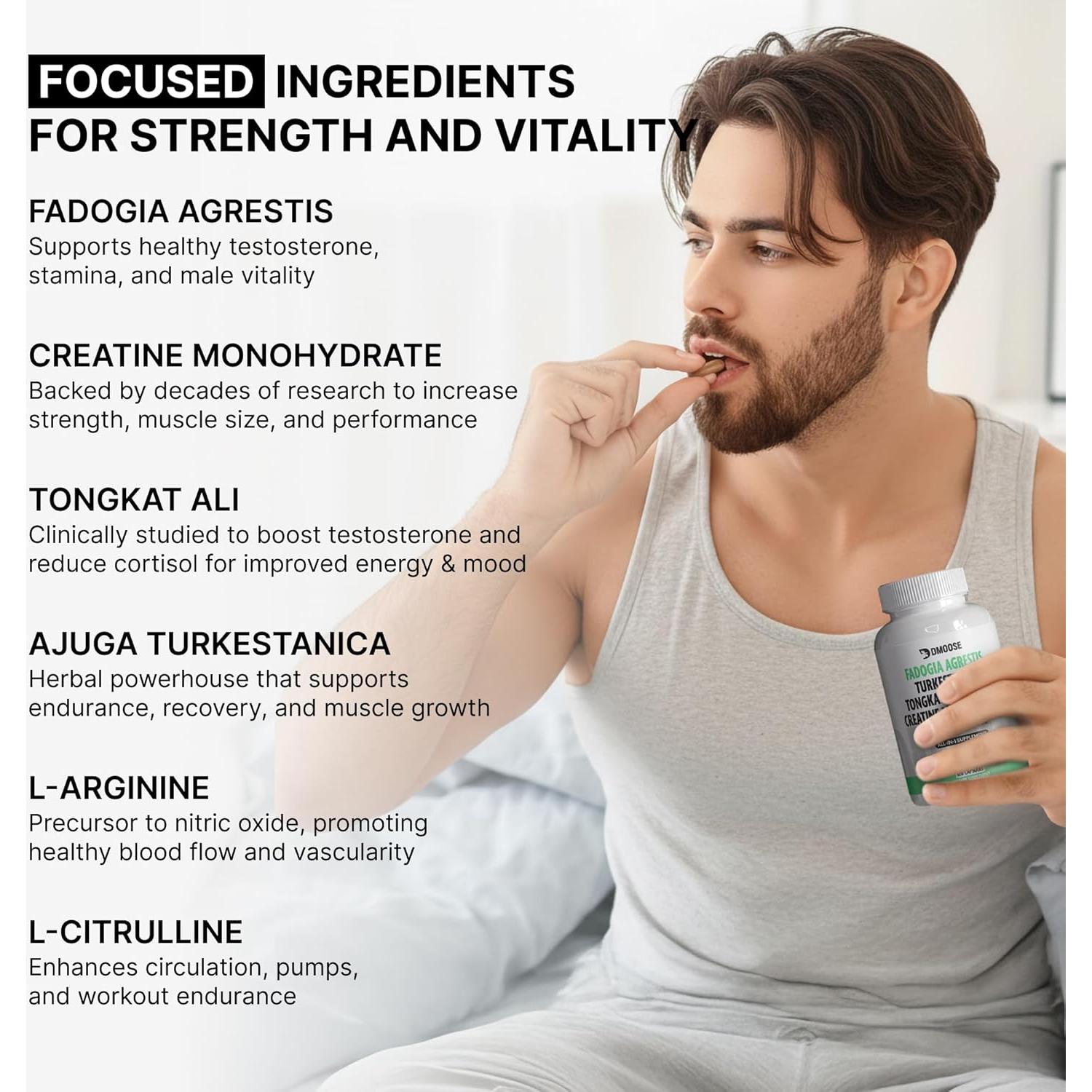 Suplemento DMoose Fadogia Agrestis - Testosterona y Fuerza 140g