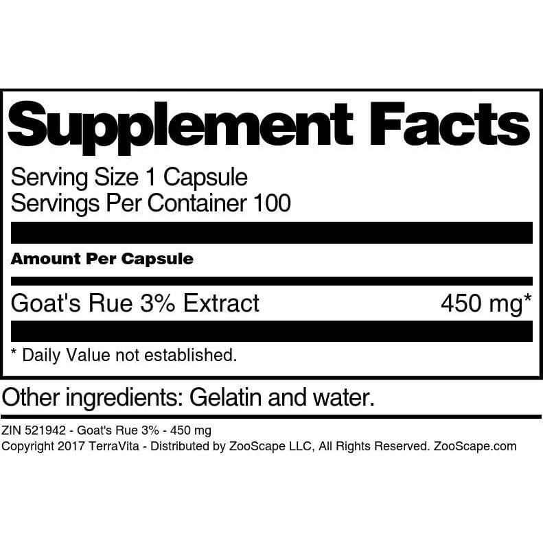 Cápsulas de Rue de Cabra 450 mg - TerraVita - 100 Unidades