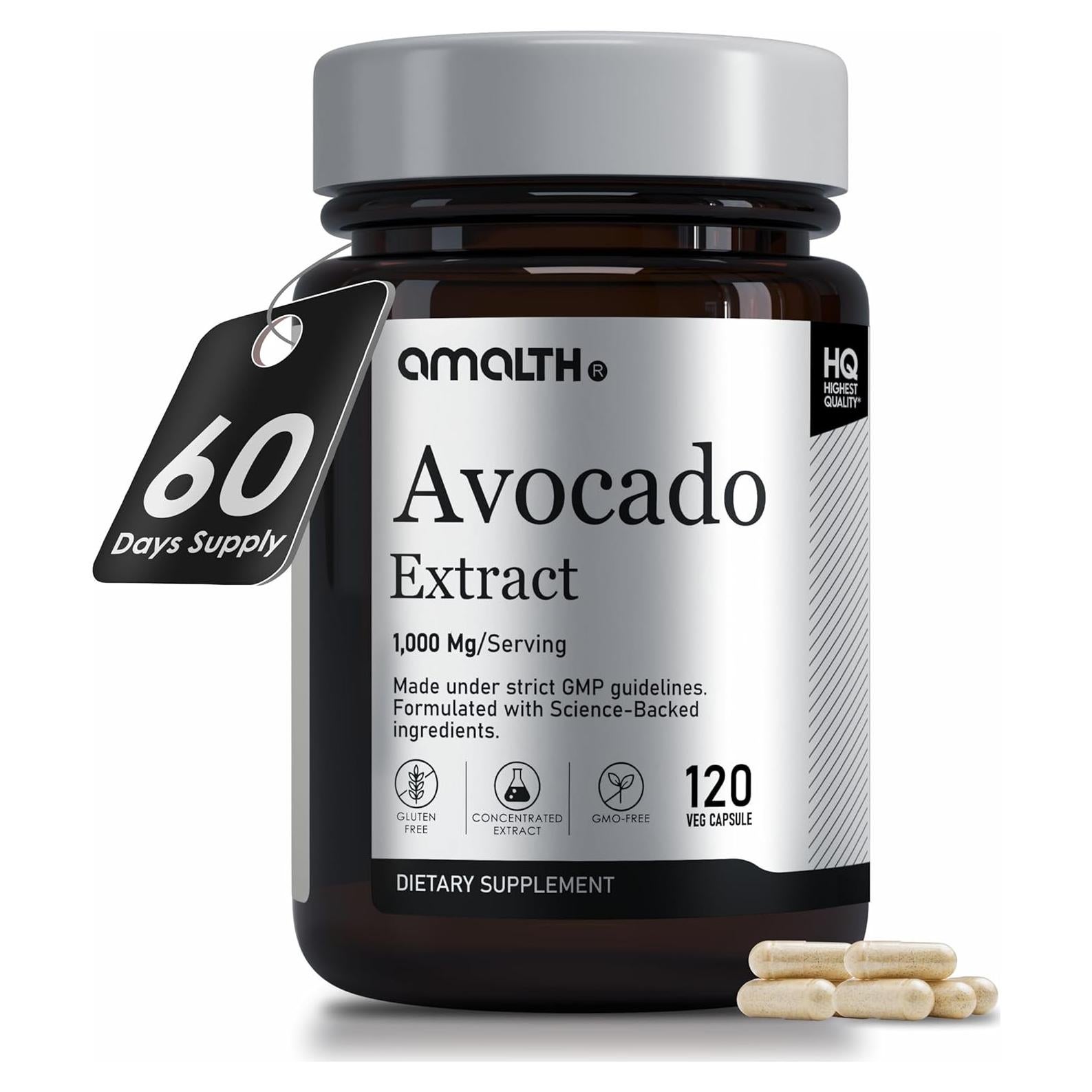 Suplemento de Aguacate Amalth 1000mg 120 Cápsulas Salud Articulaciones