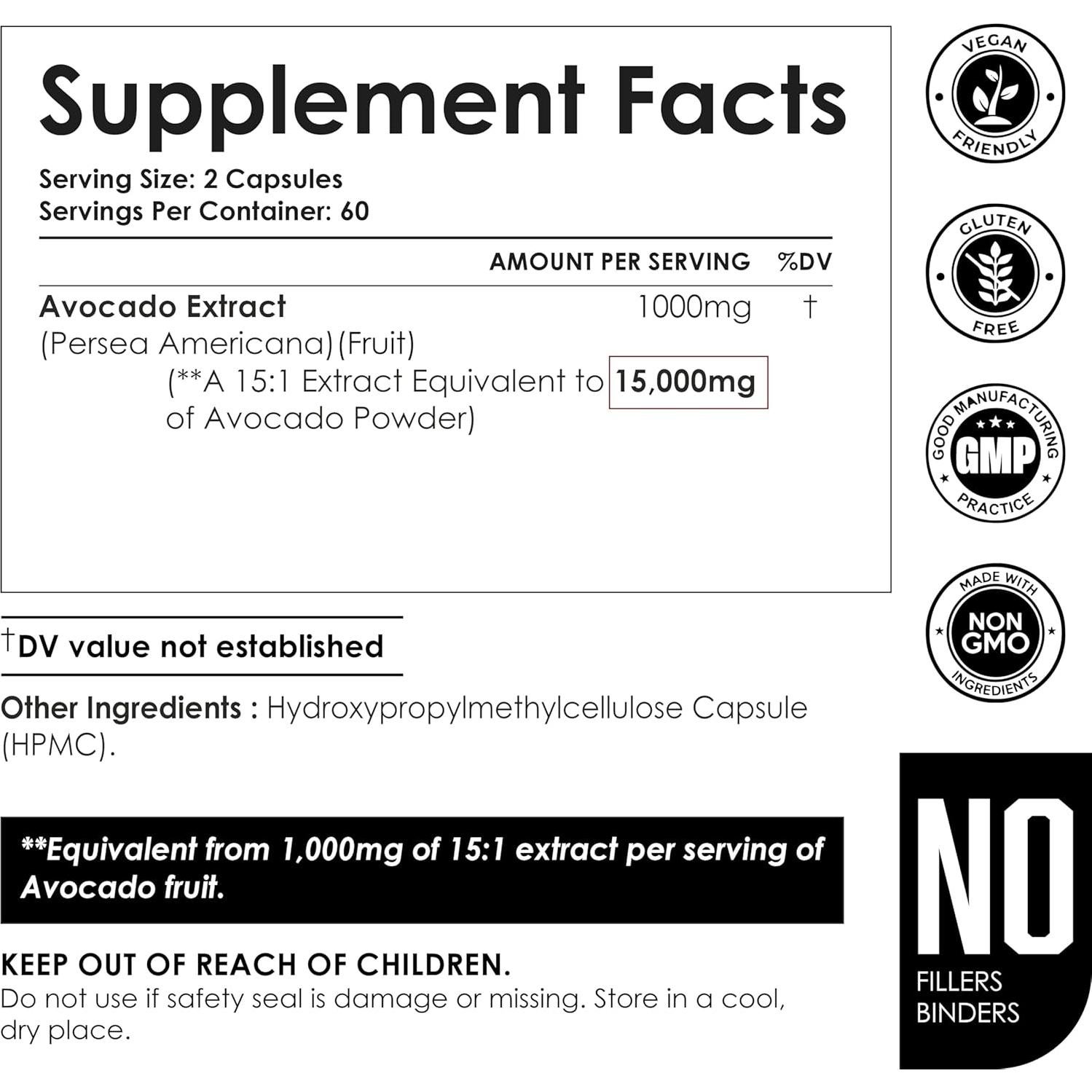 Suplemento de Aguacate Amalth 1000mg 120 Cápsulas Salud Articulaciones