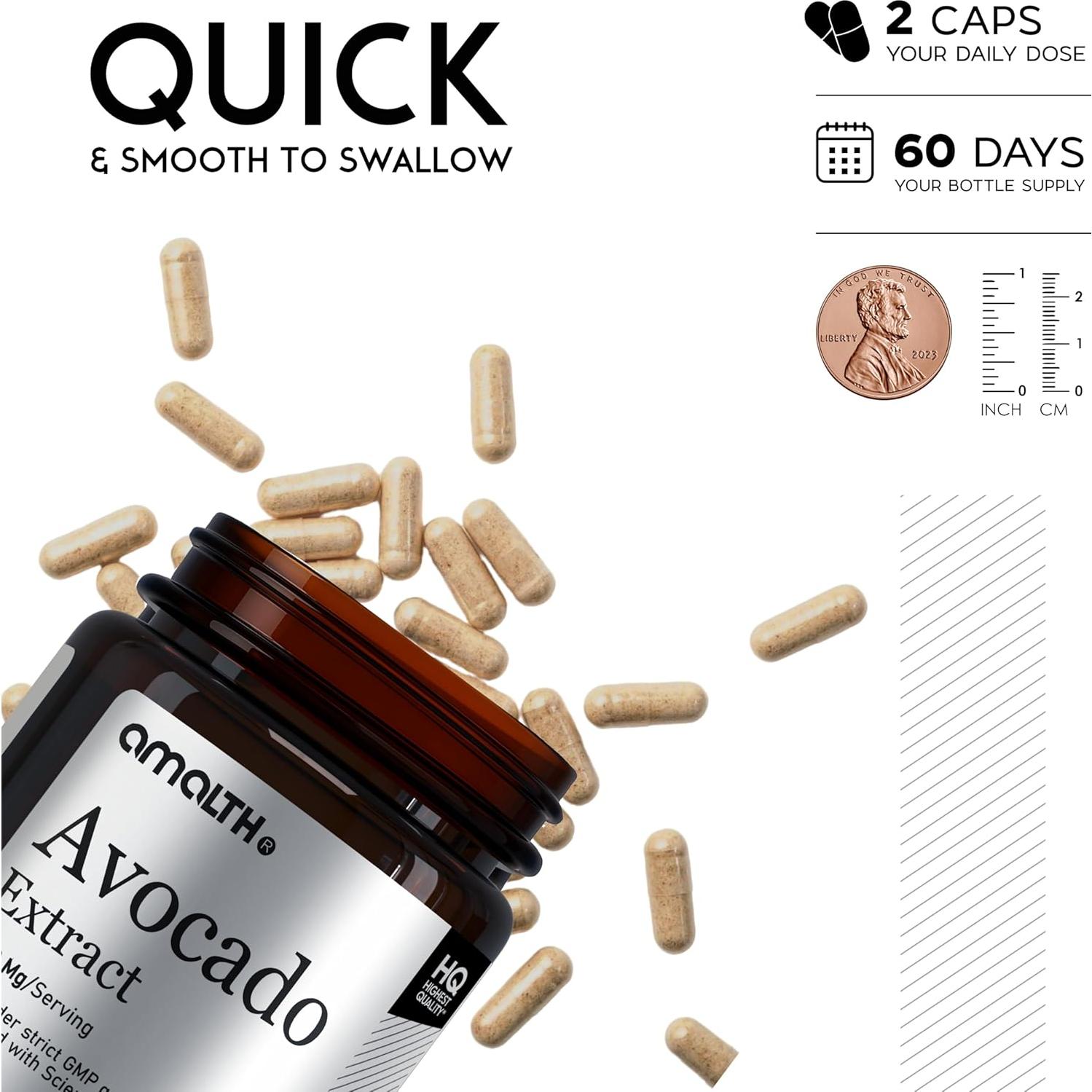 Suplemento de Aguacate Amalth 1000mg 120 Cápsulas Salud Articulaciones