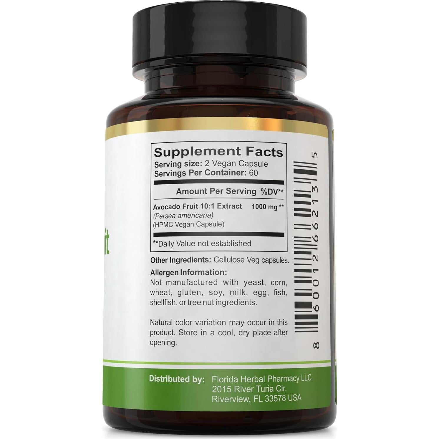 Cápsulas de Extracto de Aguacate 10:1 Farmacia Herbal 120 Uds