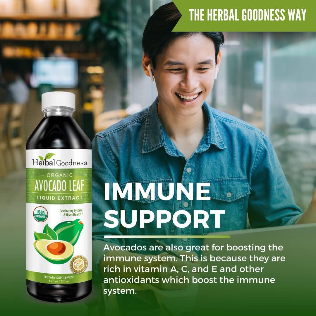 Suplemento Líquido de Extracto de Hoja de Aguacate 340ml Herbal Goodness
