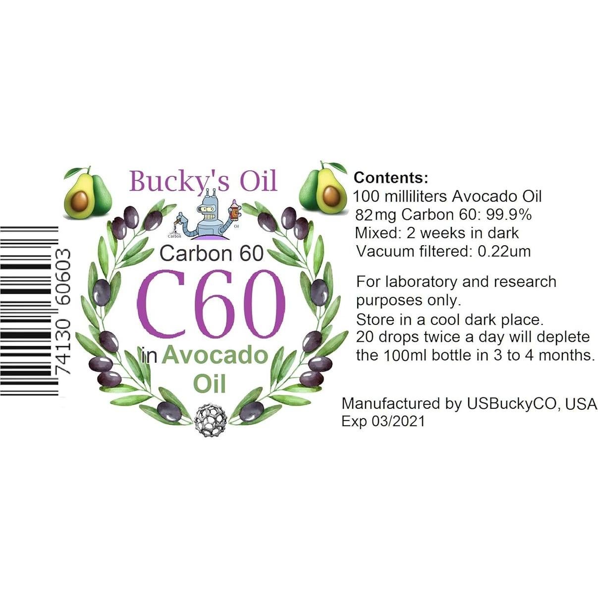C60 Aceite de Aguacate US Bucky Co 100ml 82mg Carbono 60
