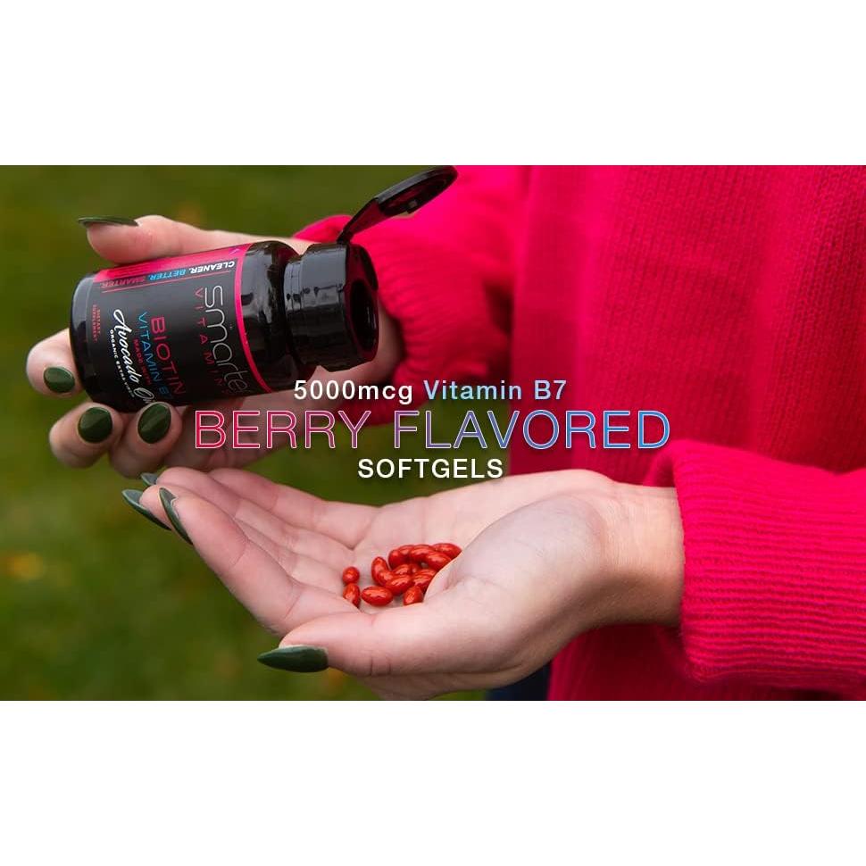 Biotina 5000mcg SmarterVitamins en aceite de aguacate - 180 gelatinas