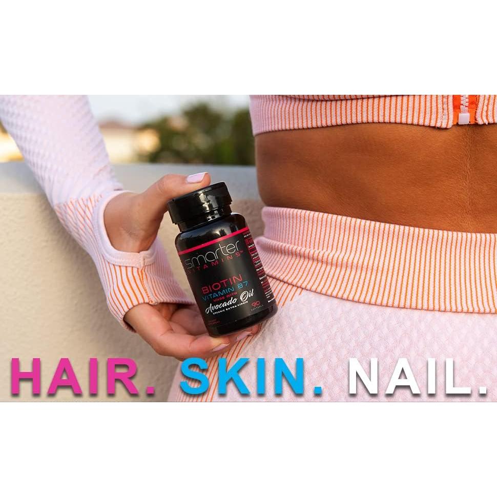 Biotina 5000mcg SmarterVitamins en aceite de aguacate - 180 gelatinas