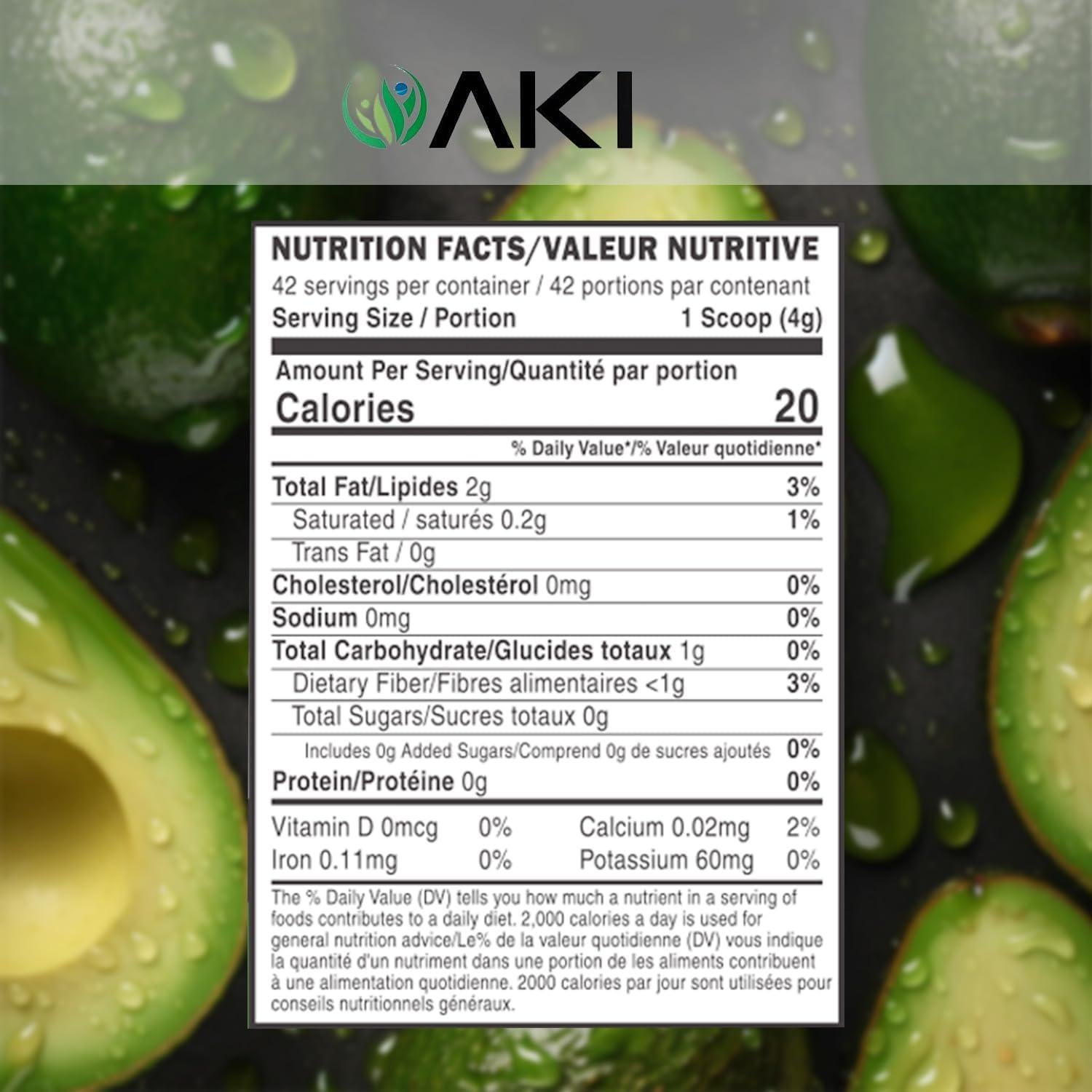 Polvo de Superalimento de Aguacate AKI 170g - Rico en Omega 3 y Vitaminas
