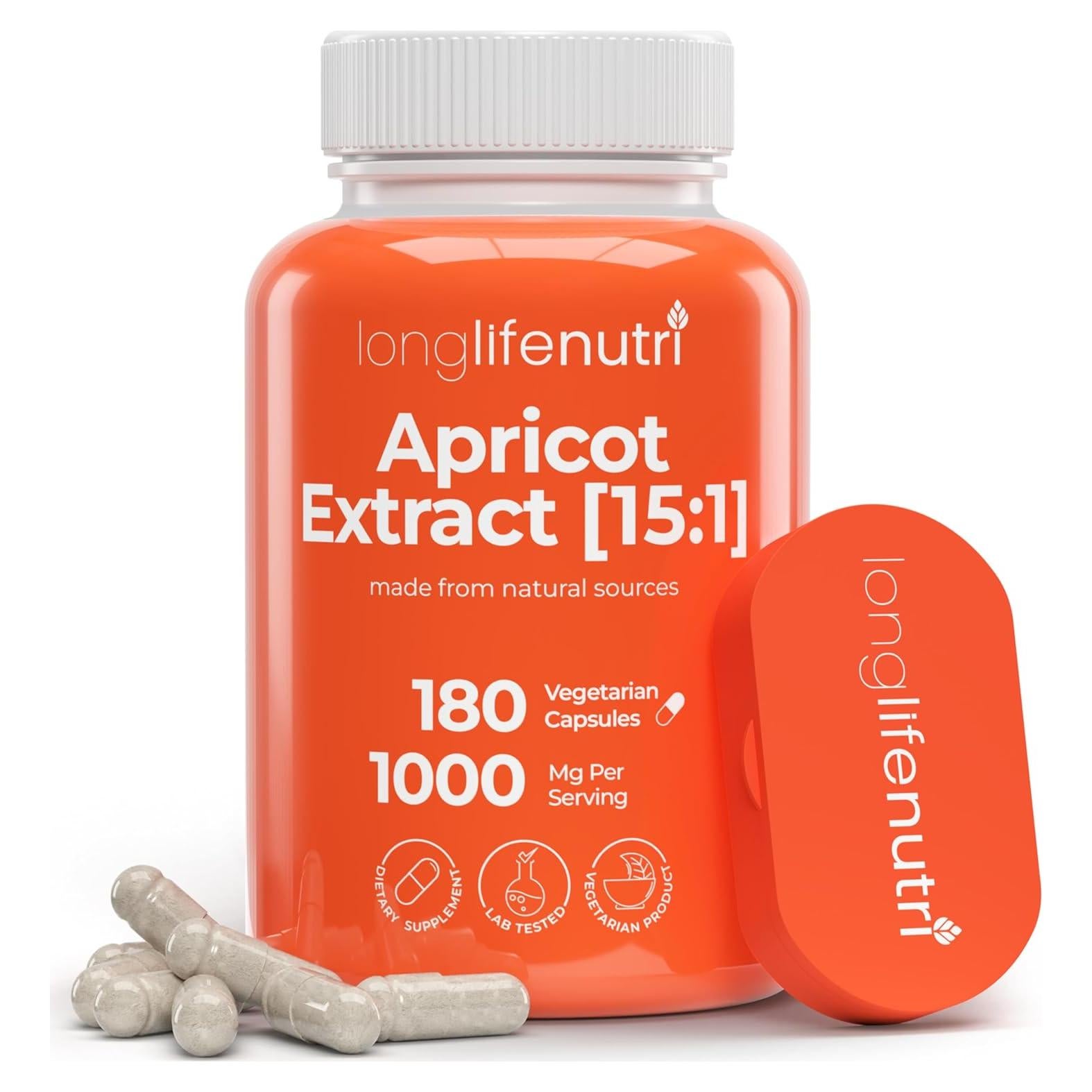 Extracto de Albaricoque LongLifeNutri 1000mg 180 Cápsulas Veganas