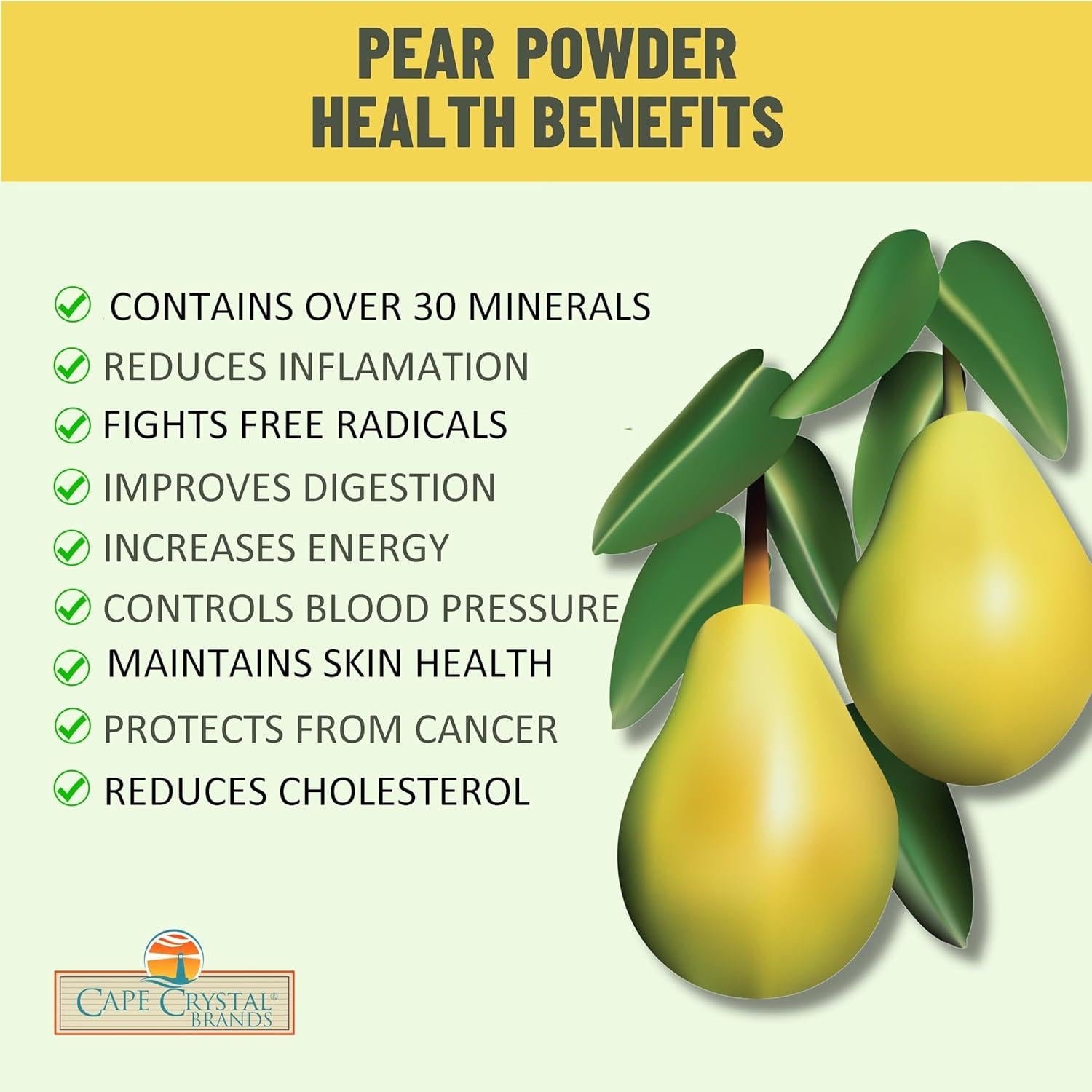 Polvo de Pera Liofilizado Cape Crystal 227g Orgánico Sin Azúcar