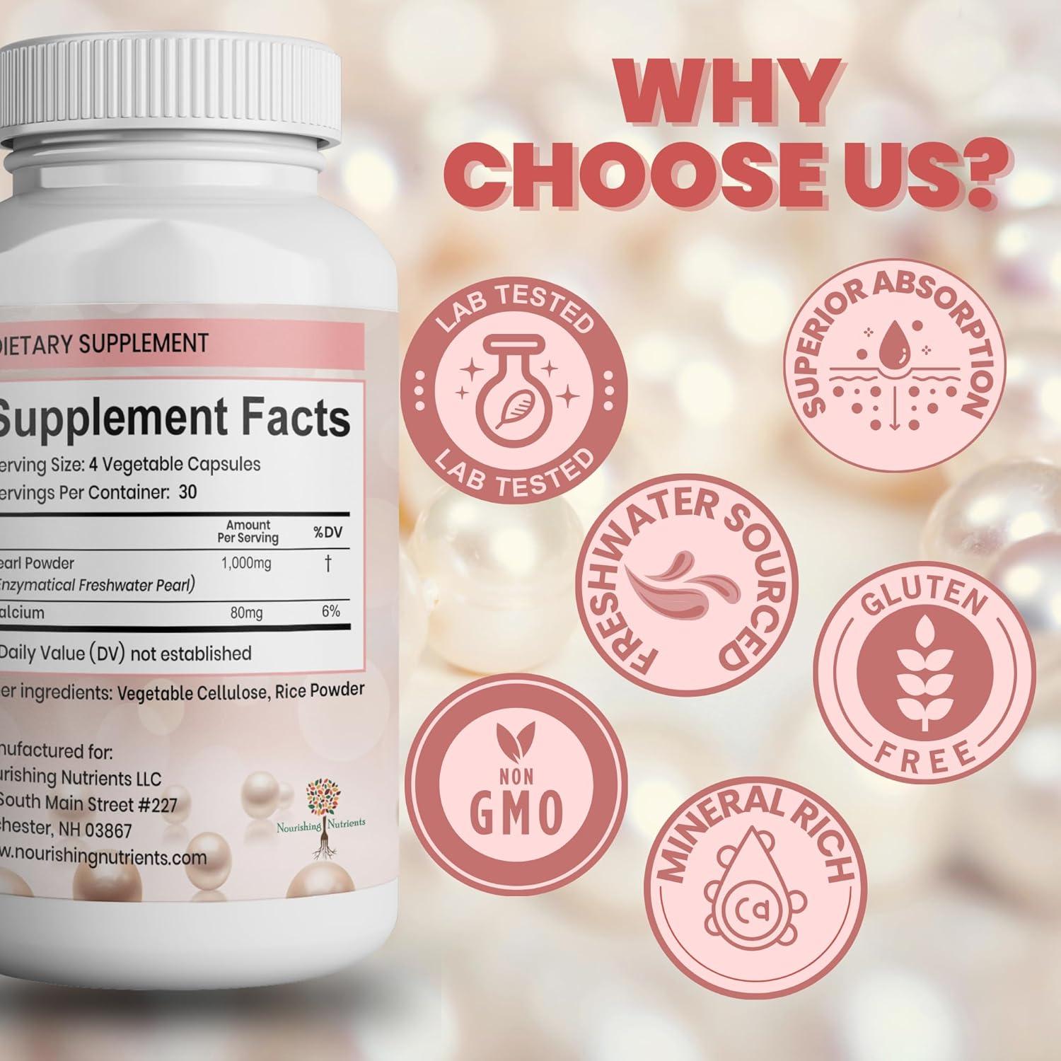 Suplemento de Polvo de Perla Nourishing Nutrients 120 cápsulas 1000mg
