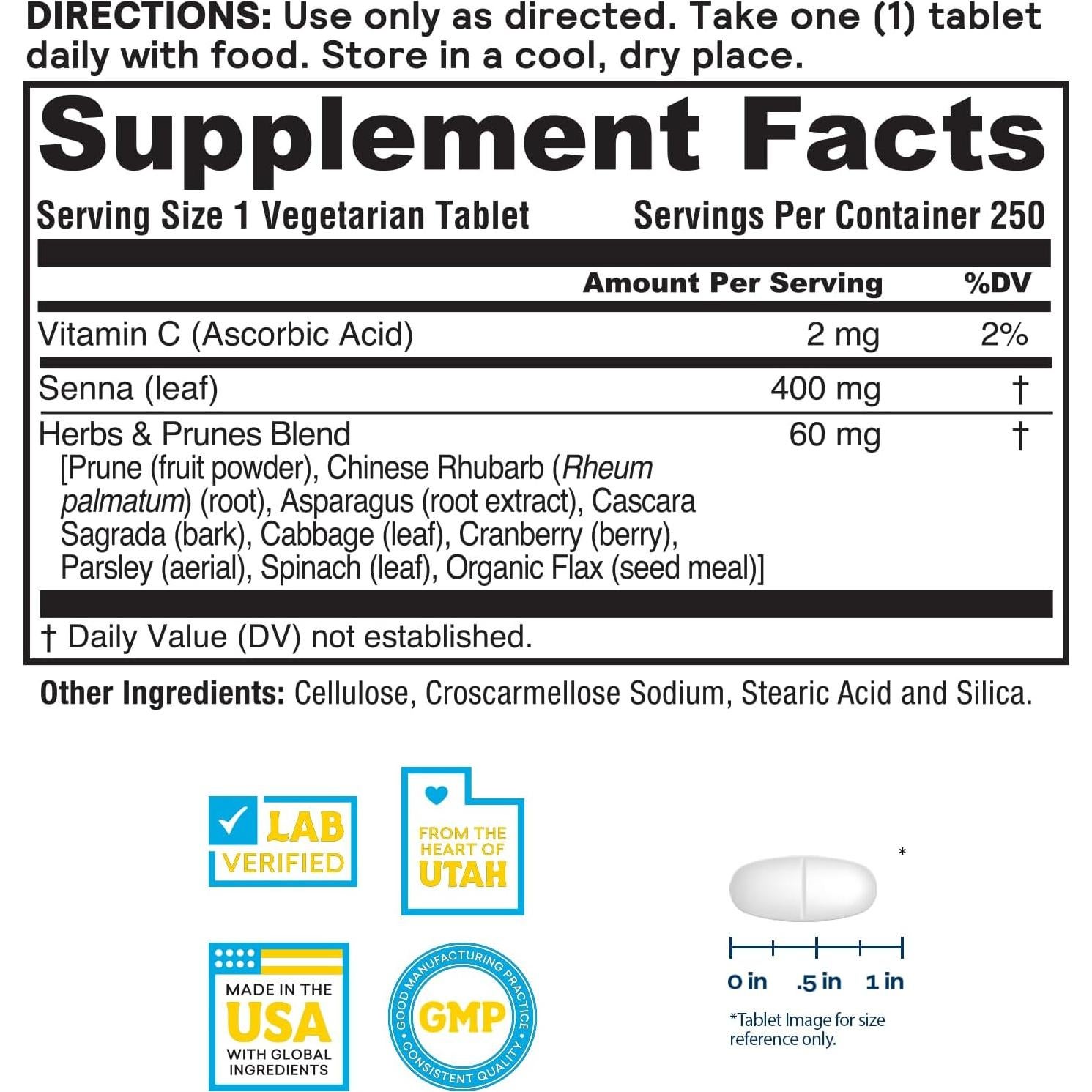 Suplemento Herbal Nature's Life Hierbas y Ciruelas 250 Tabletas