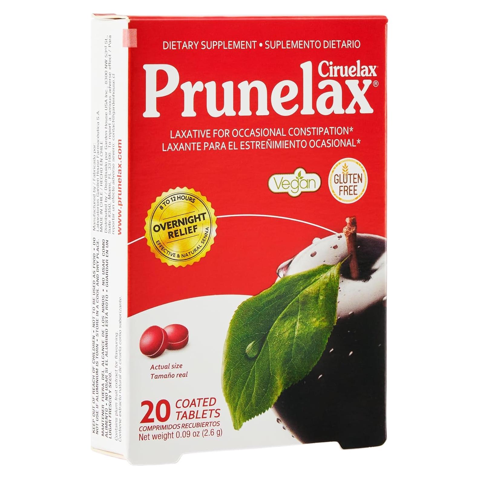 Prunelax Laxante Vegano 20 Tabletas Alivio Nocturno Estreñimiento
