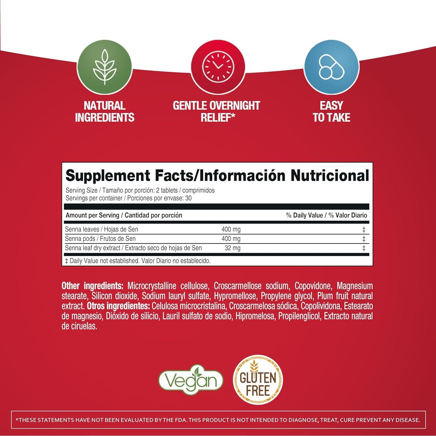 Prunelax Laxante Vegano 20 Tabletas Alivio Nocturno Estreñimiento