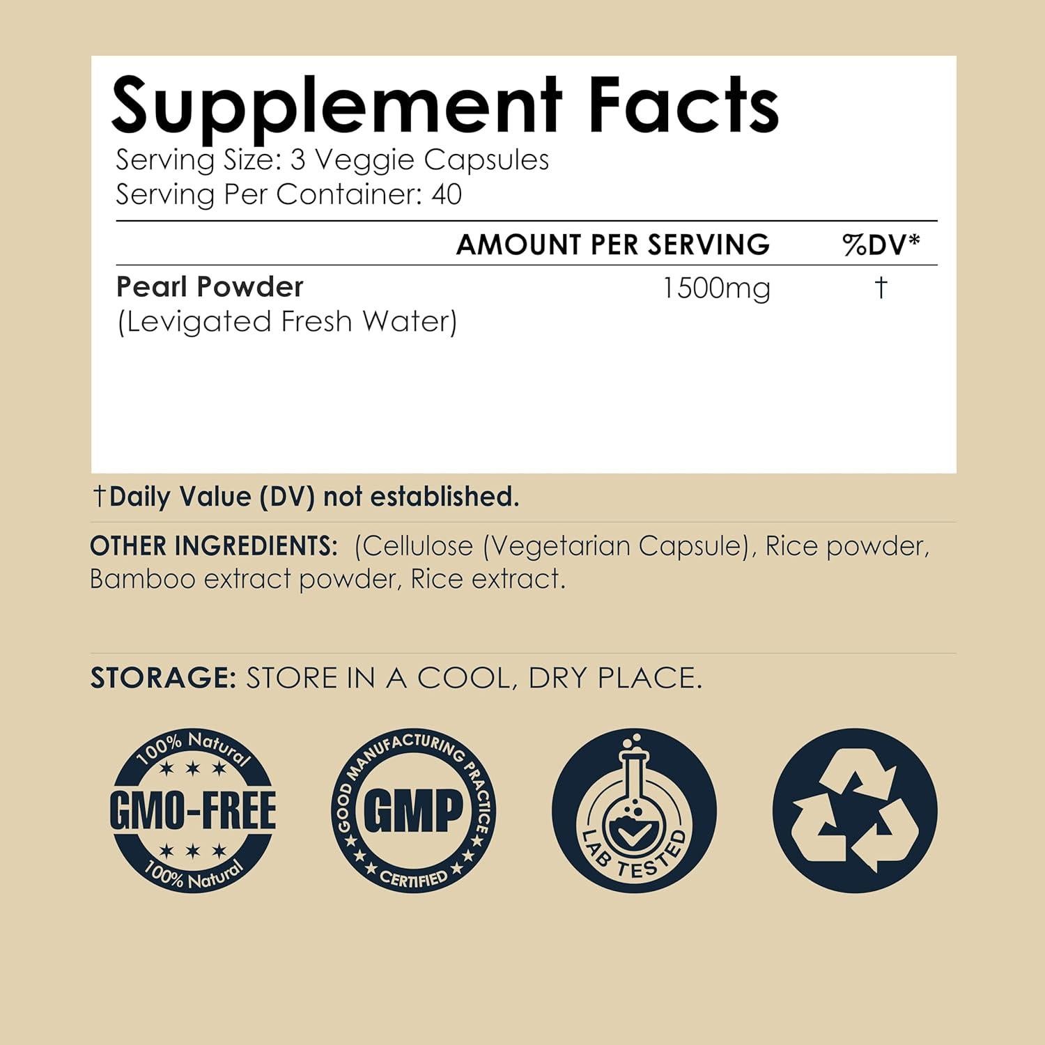 Cápsulas de Polvo de Perla Orgánico Ayorish 1500mg 120 Unidades