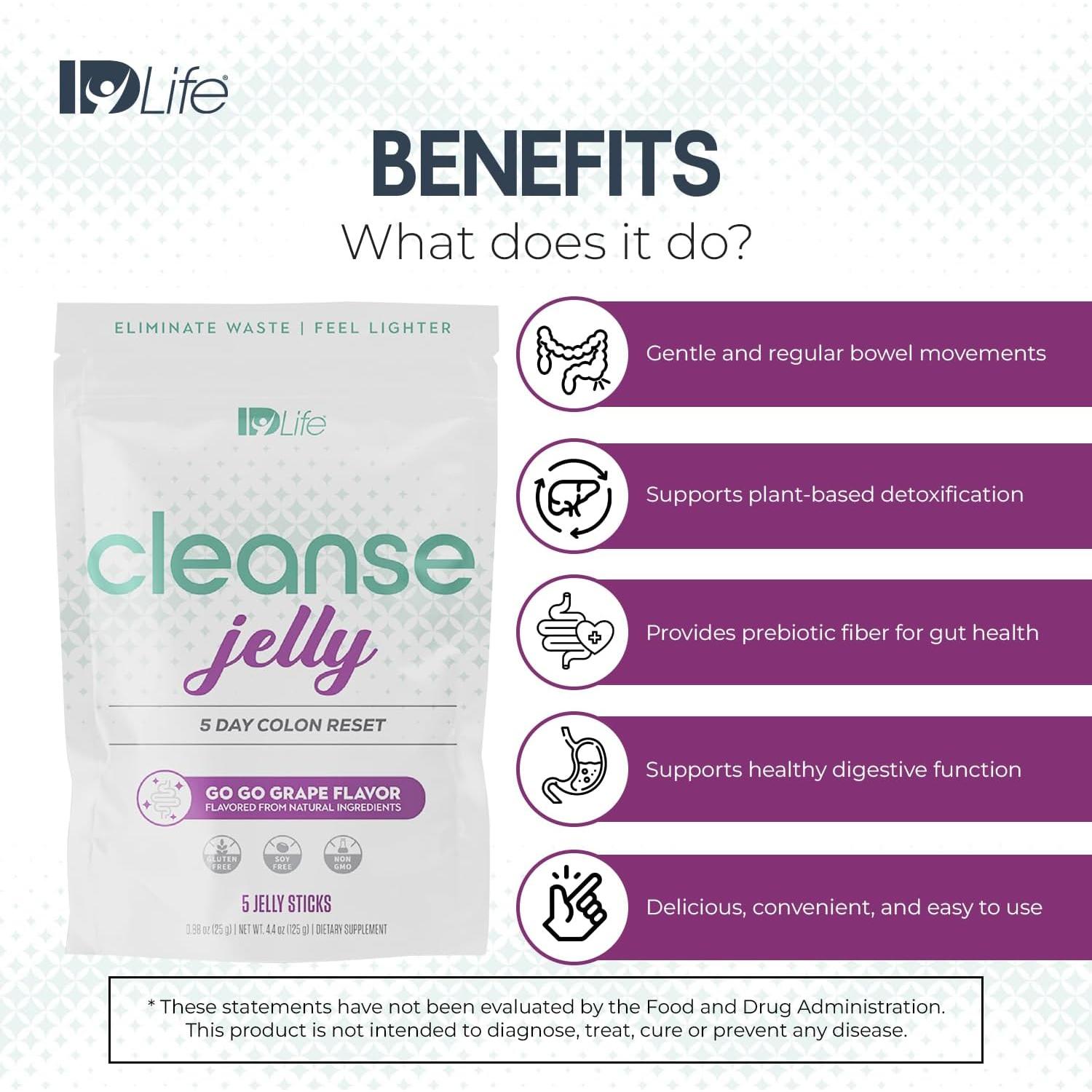 Gelatina de Limpieza IDLife - Jugo de Ciruela y Manzana - 5 Palitos