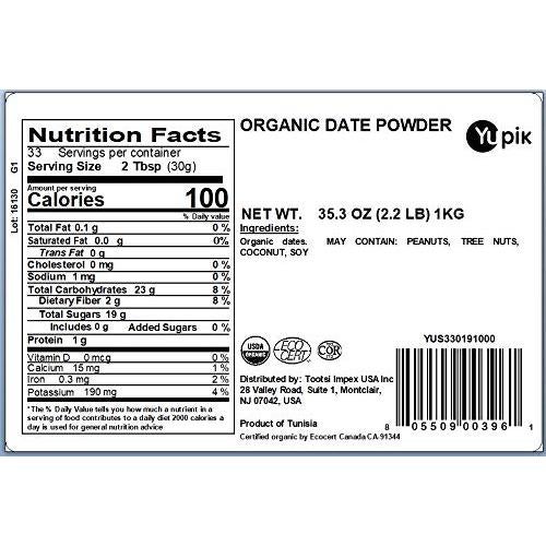 Yupik Polvo de Dátil Orgánico 1 kg - Harina Vegana Sin Gluten