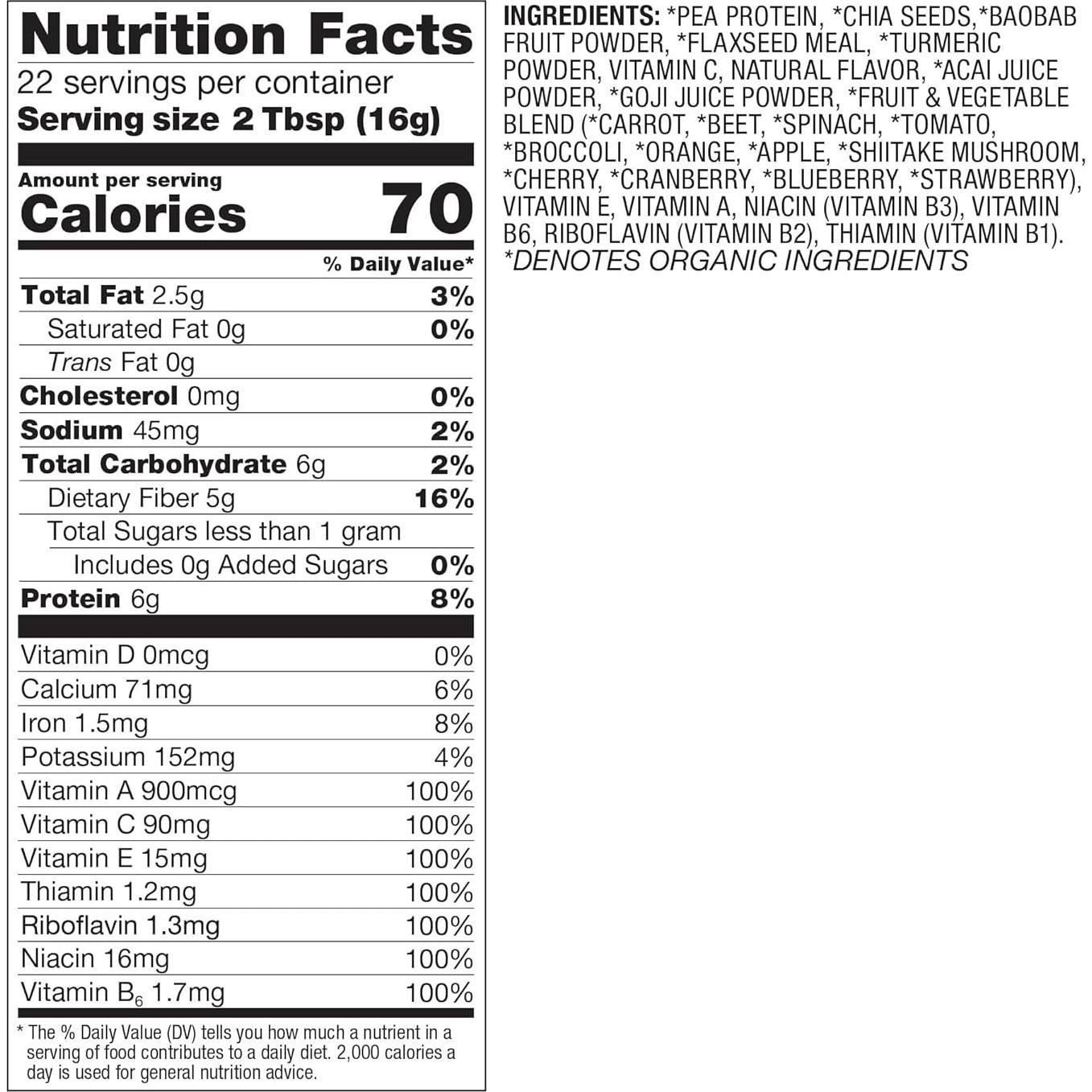 Mezcla de Superalimentos Antioxidantes Orgánicos BetterBody 360g