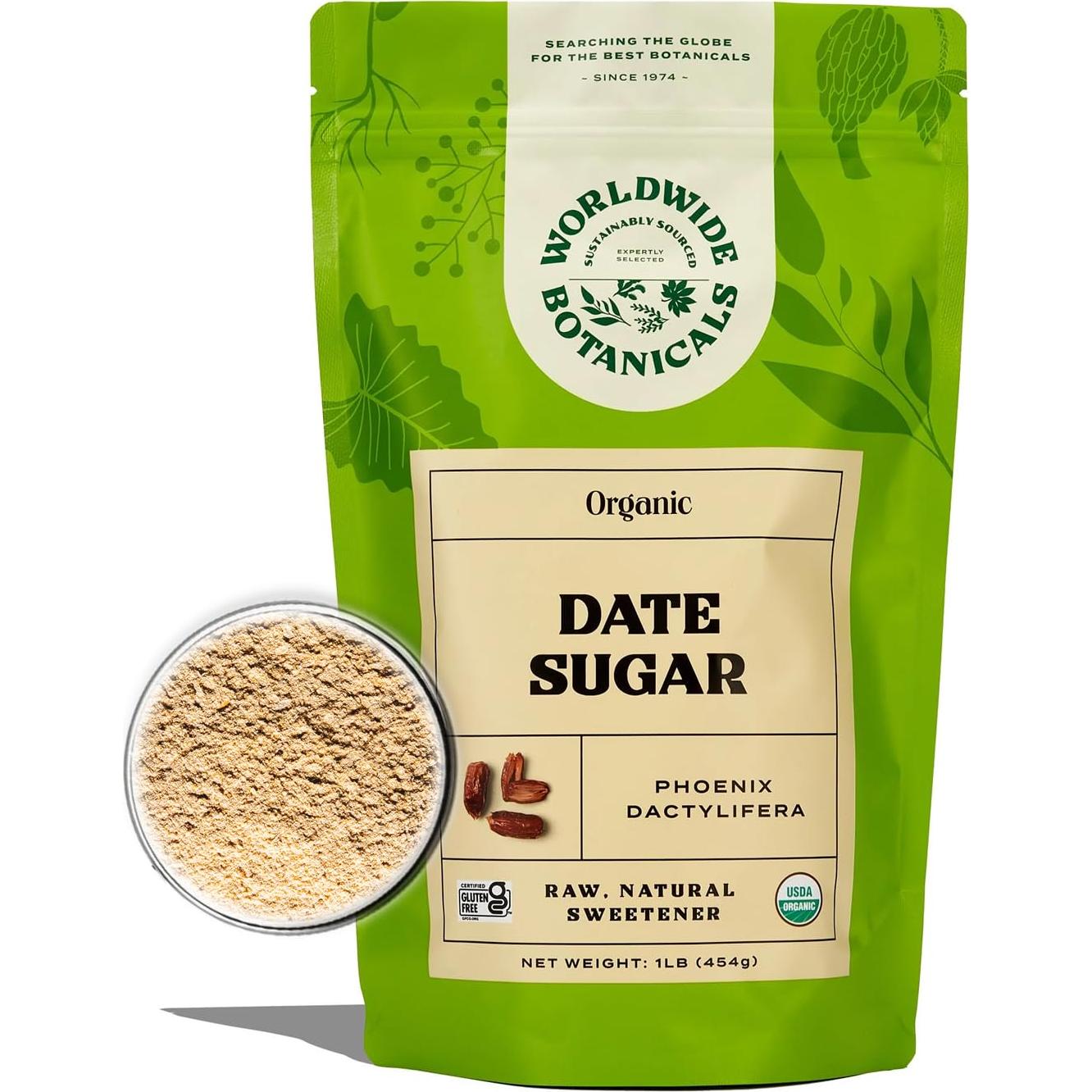 Azúcar de Dátil Orgánico en Polvo Worldwide Botanicals 0.45 kg