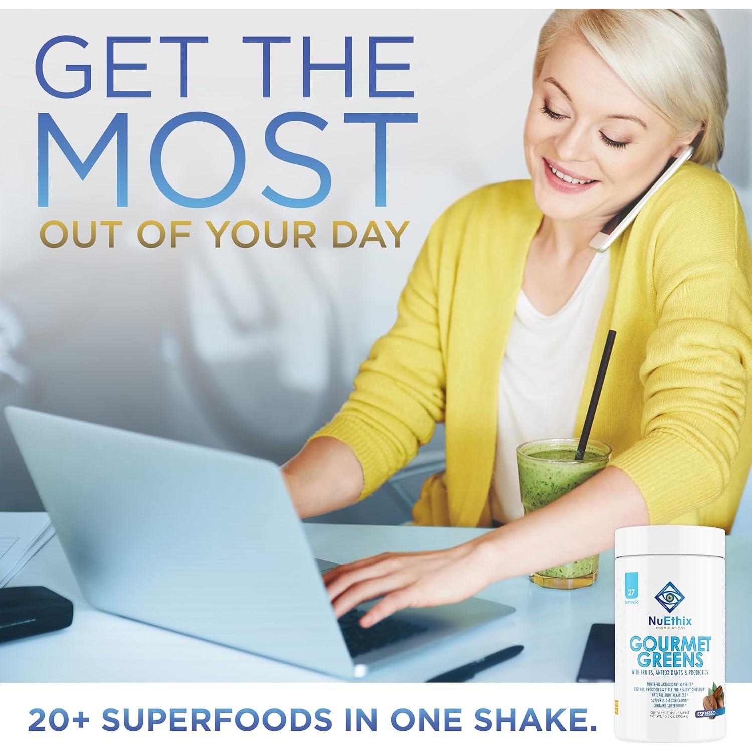 Suplemento Dietético Gourmet Greens NuEthix Espresso 27 Porciones