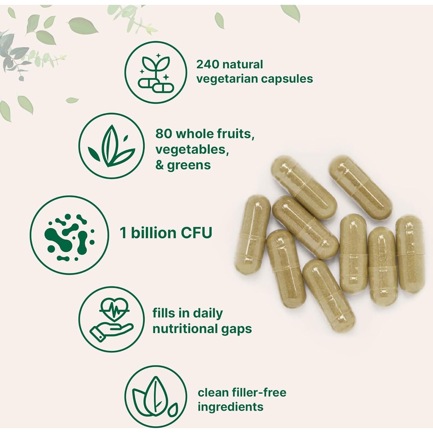 Suplemento de Frutas y Verduras Micro Ingredients 240 Cápsulas