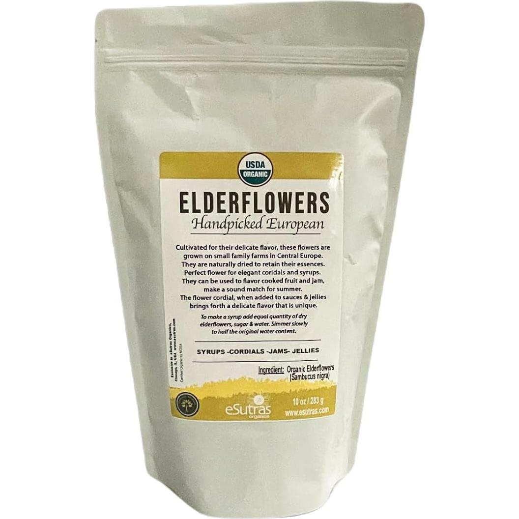 Flor de Saúco Orgánica eSutras 283.5 g - Ideal para Jarabes y Té