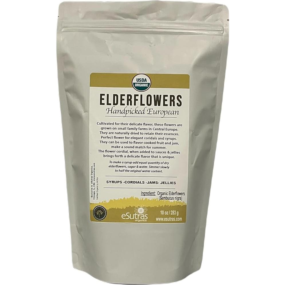 Flor de Saúco Orgánica eSutras 283.5 g - Ideal para Jarabes y Té