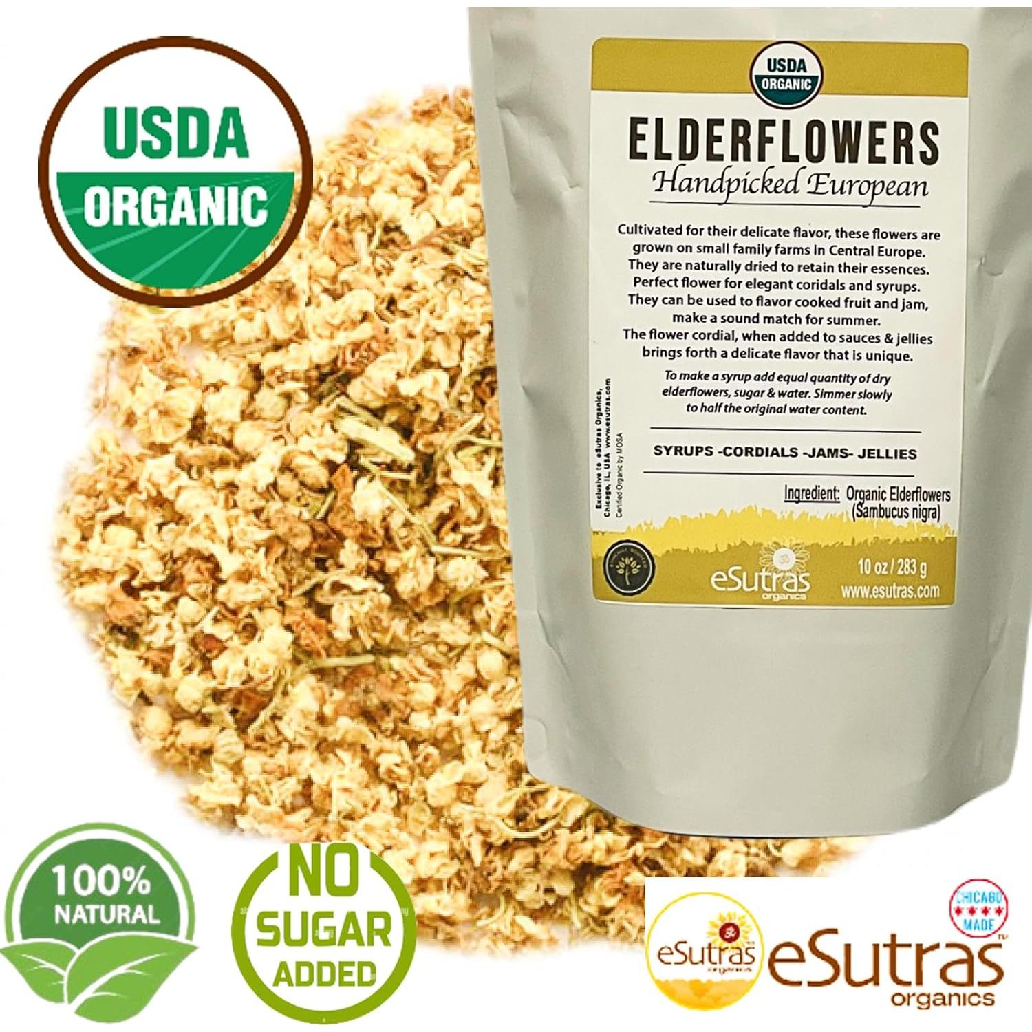 Flor de Saúco Orgánica eSutras 283.5 g - Ideal para Jarabes y Té