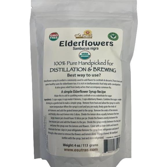 Flores de Elder Secas 113g eSutras Organics - Beneficios Medicinales