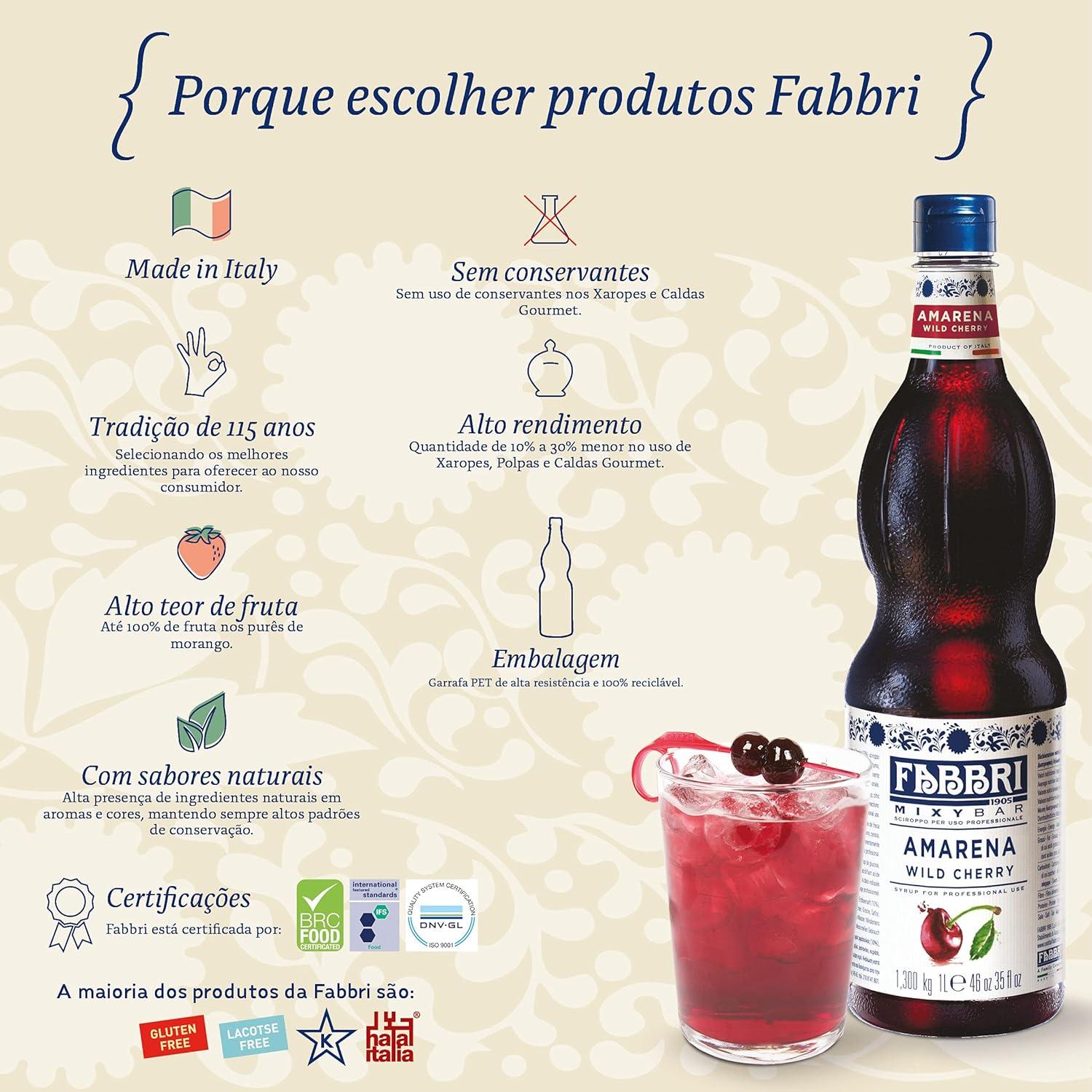 Jarabe de Sabor Fabbri Flor de Saco 1 Litro Italiano