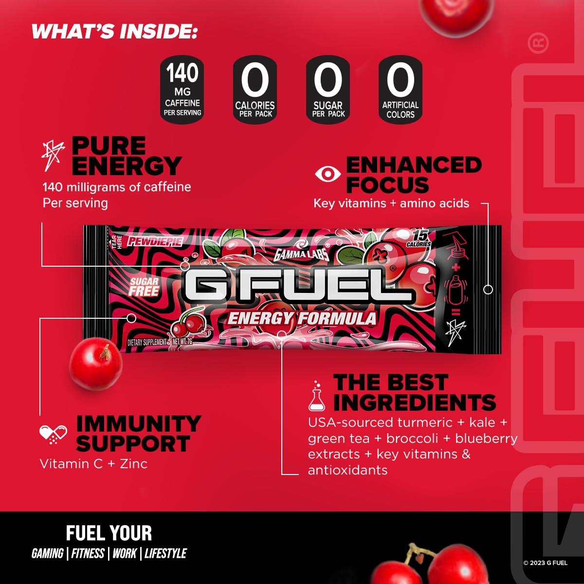 G Fuel Polvo Energético PewDiePie Sabor Lingonberry 6 Stick