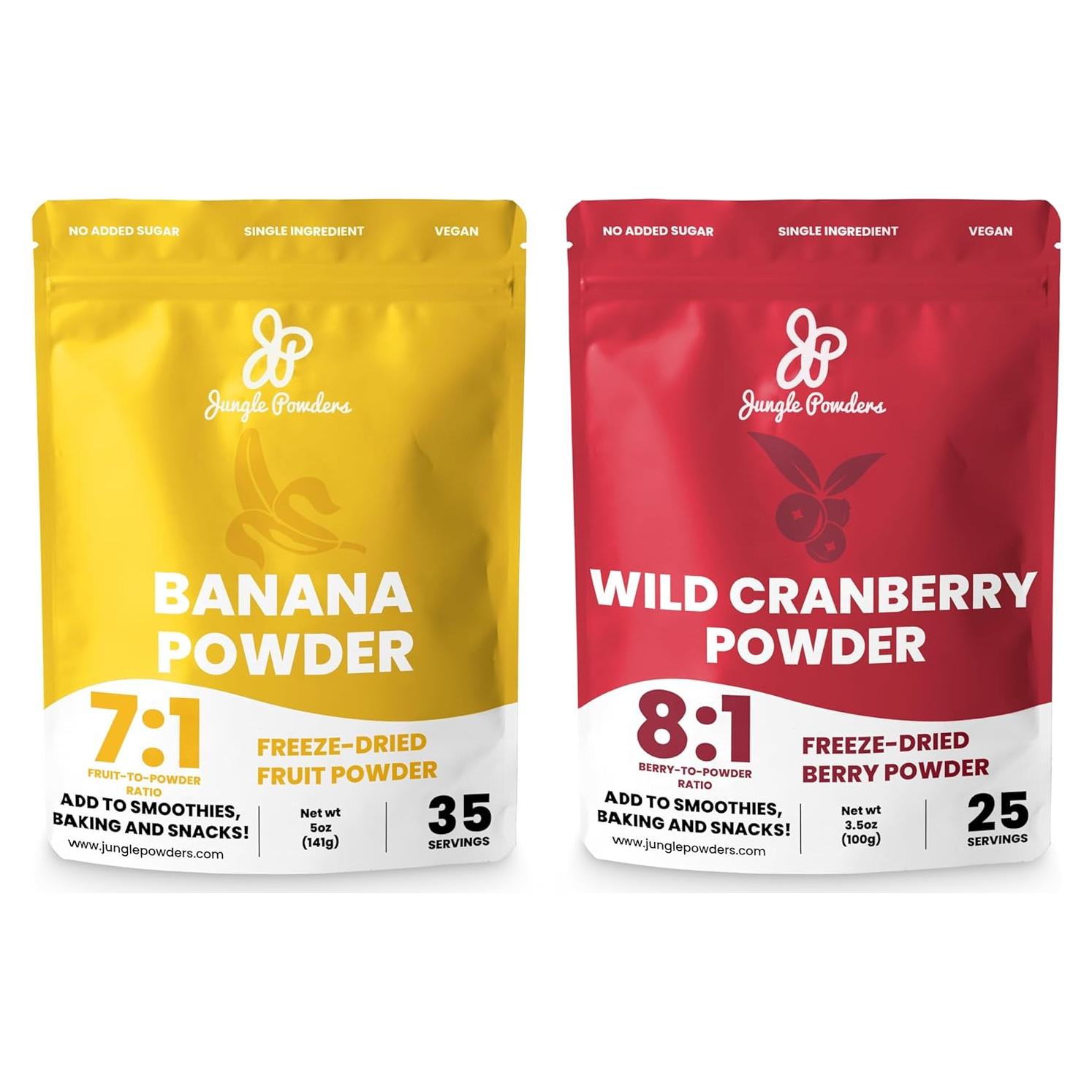 Paquete de Plátano y Arándano Silvestre Jungle Powders 240g