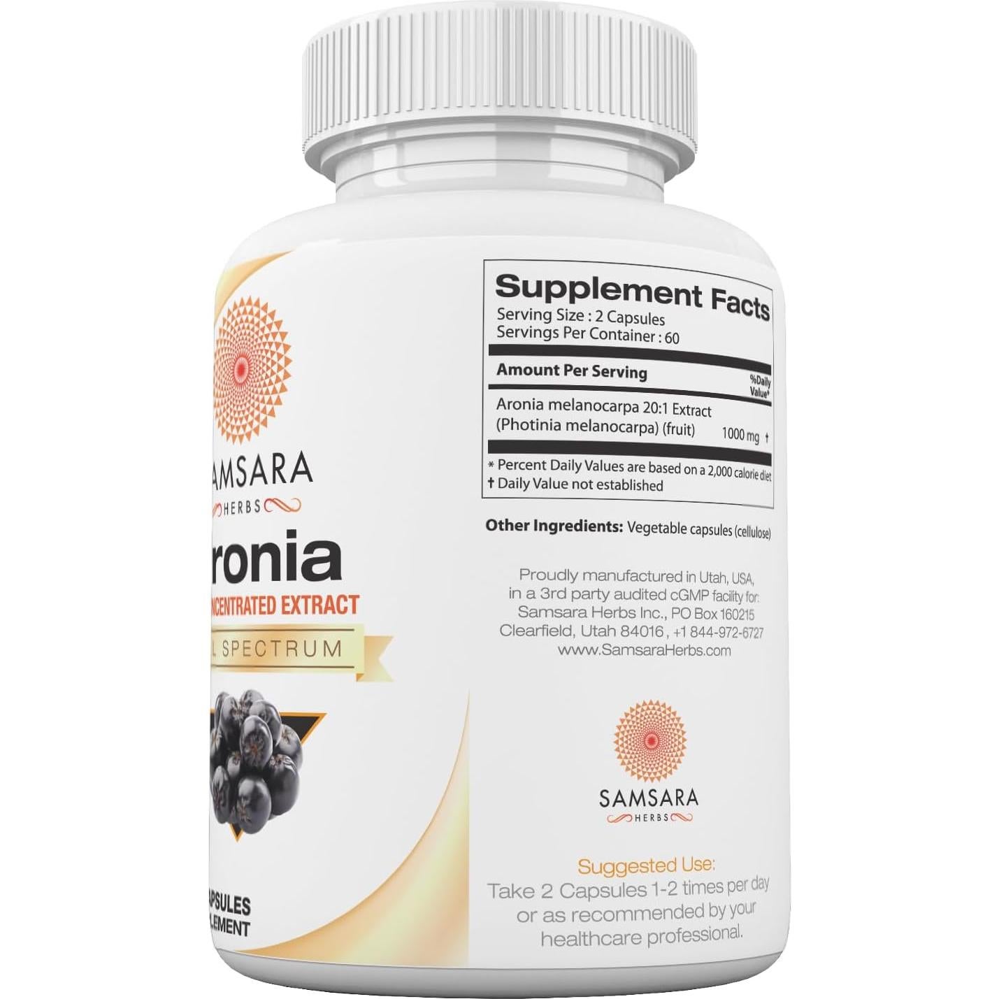 Extracto de Aronia Berry 20:1 Samsara Herbs 120 Cápsulas 500mg