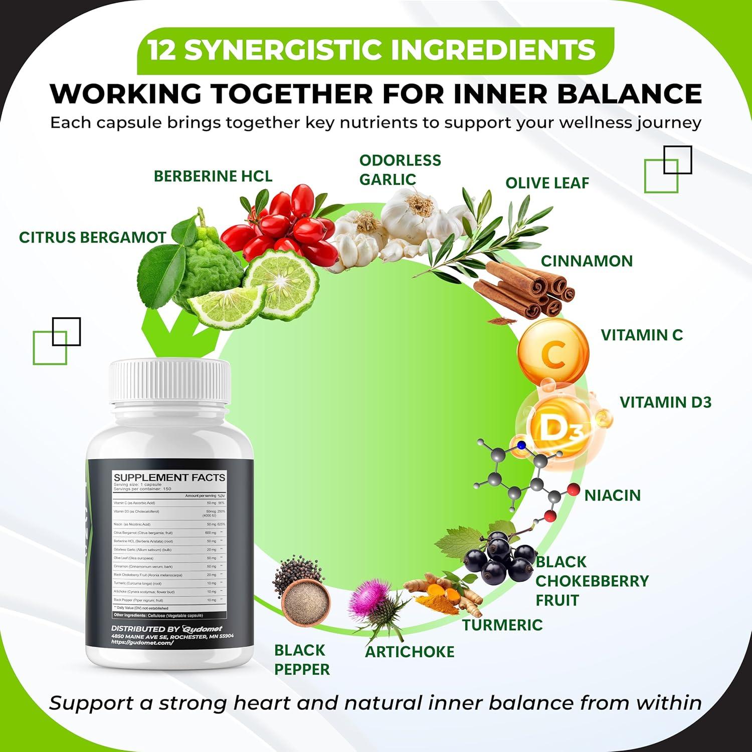 Cápsulas Citrus Bergamot Gudomet 150 unidades - Salud del Corazón