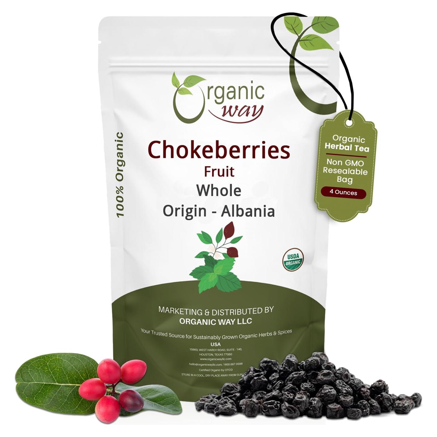 Chokeberries Orgánicas Enteras Forma Orgánica 113.4g - Sin Gluten