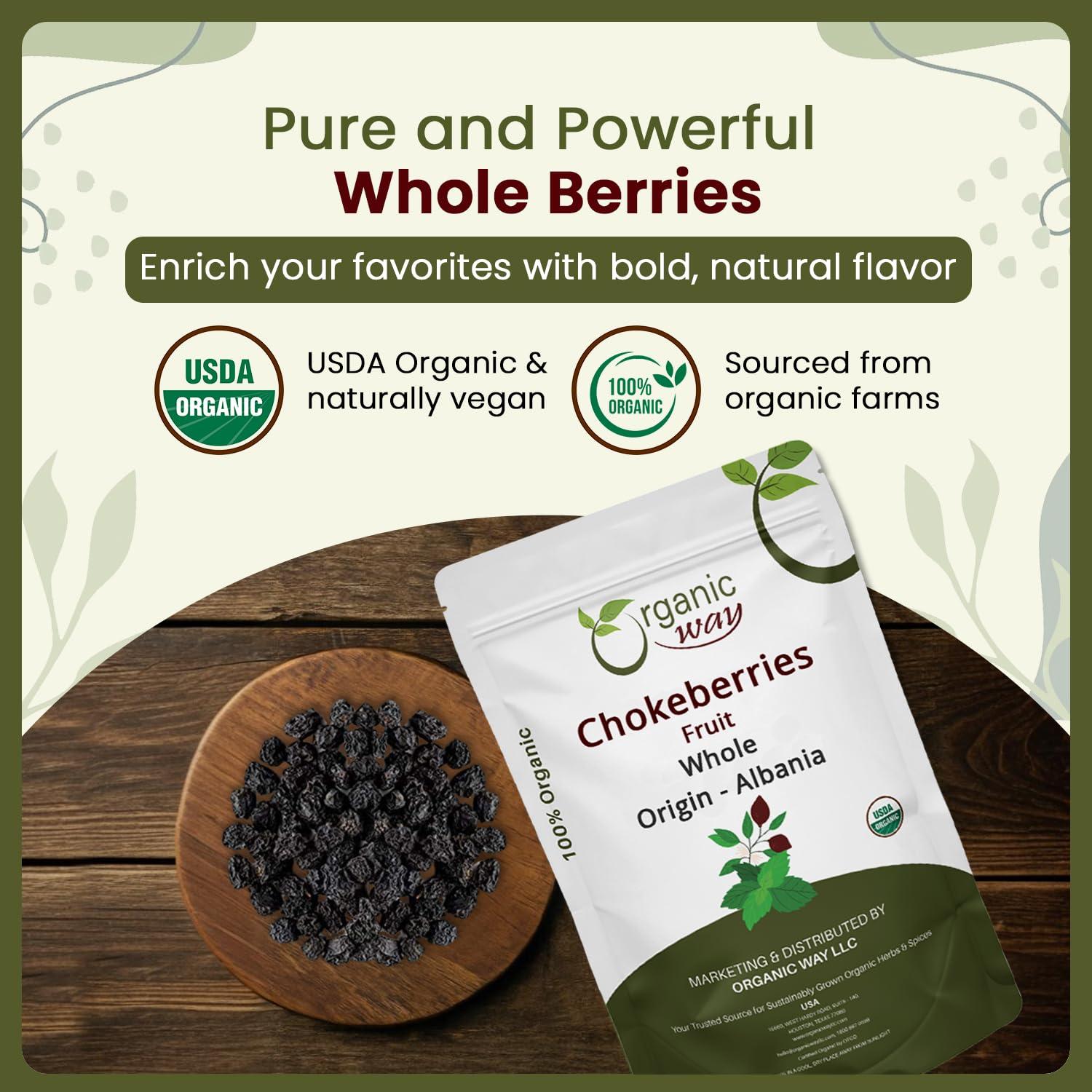 Chokeberries Orgánicas Enteras Forma Orgánica 113.4g - Sin Gluten