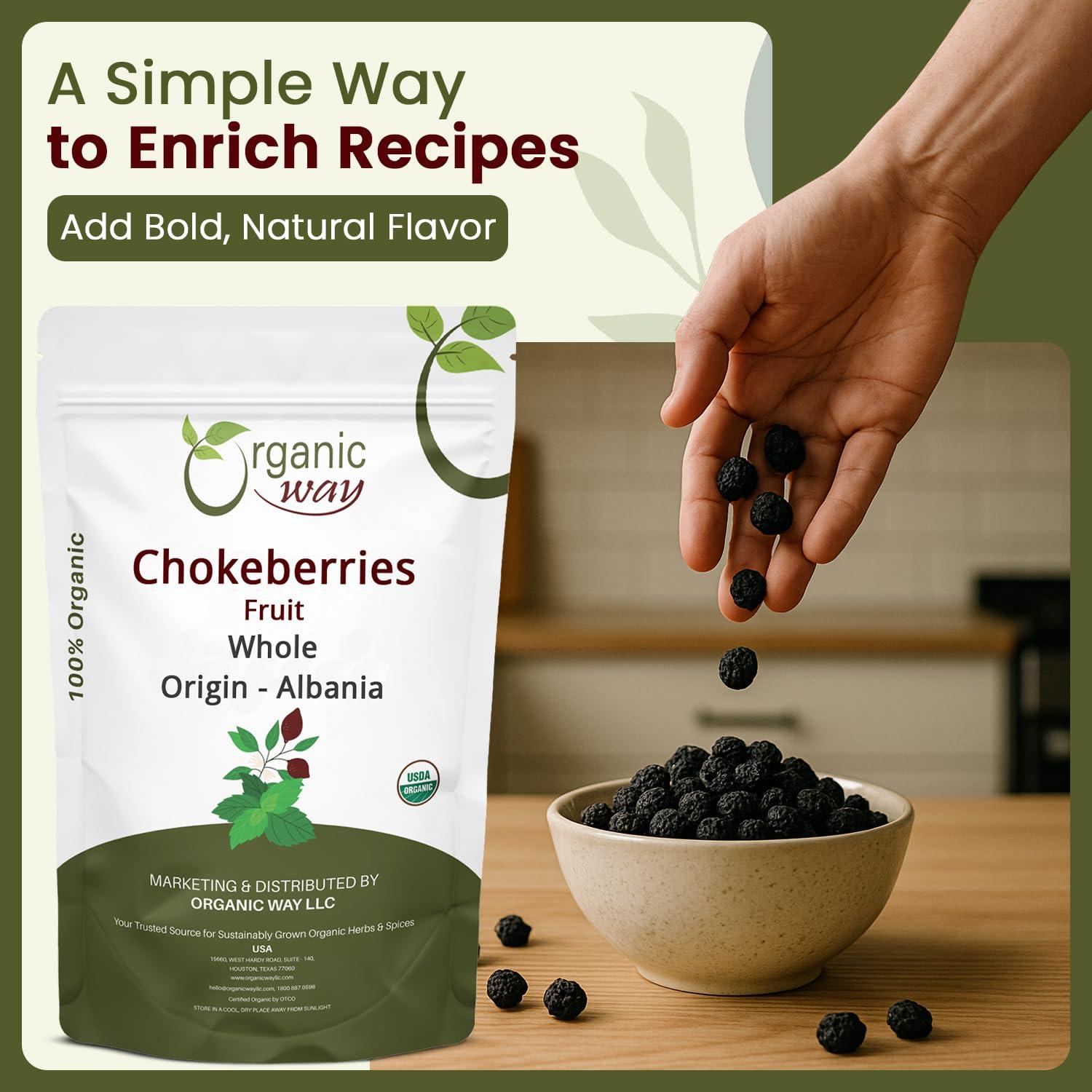 Chokeberries Orgánicas Enteras Forma Orgánica 113.4g - Sin Gluten