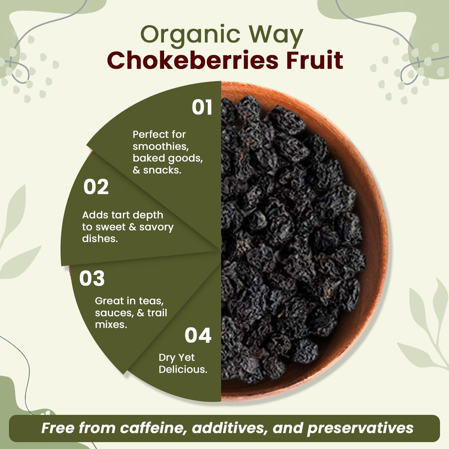Chokeberries Orgánicas Enteras Forma Orgánica 113.4g - Sin Gluten