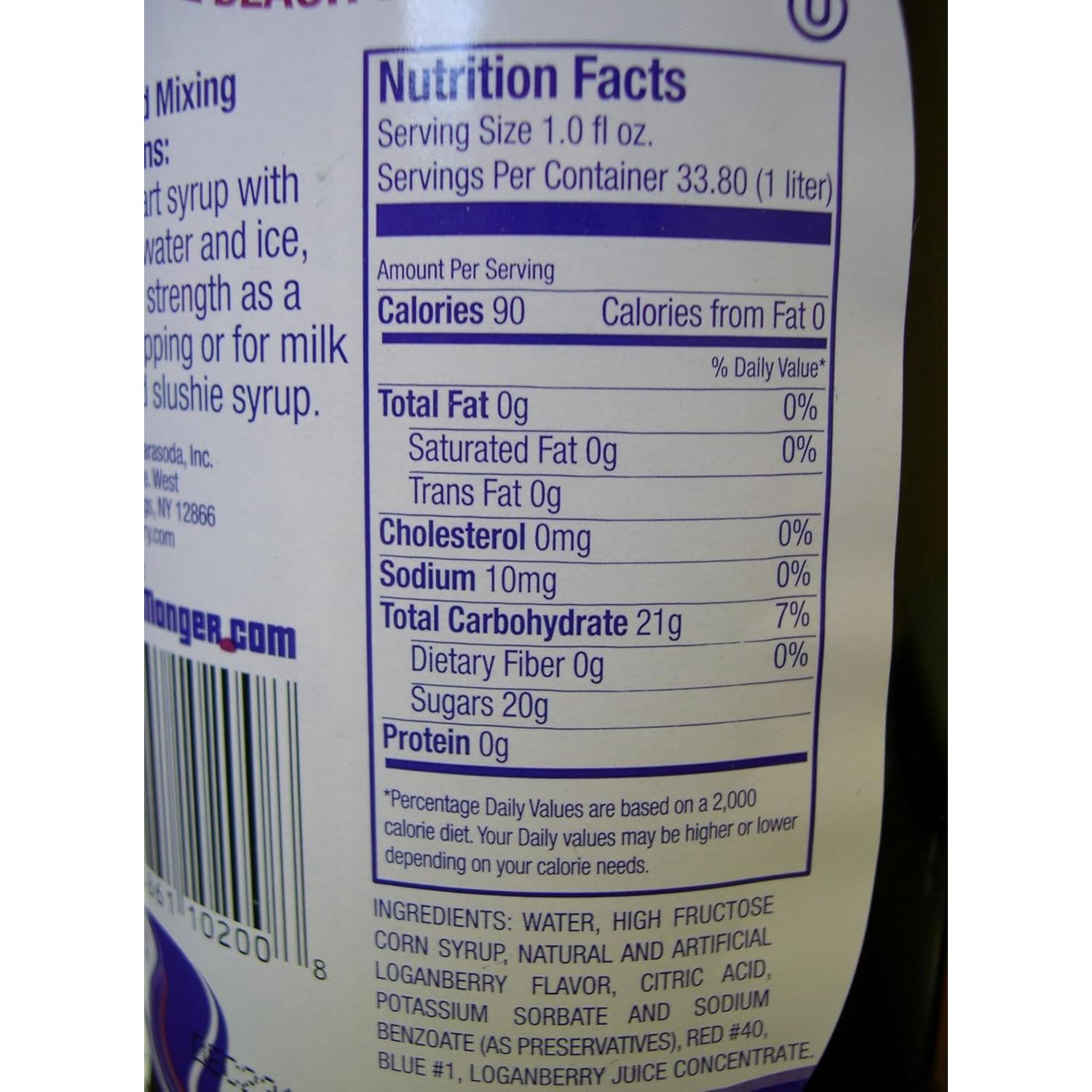 Jarabe de Loganberry 1L PJ's Crystal Beach - Sabor Dulce-Ácido