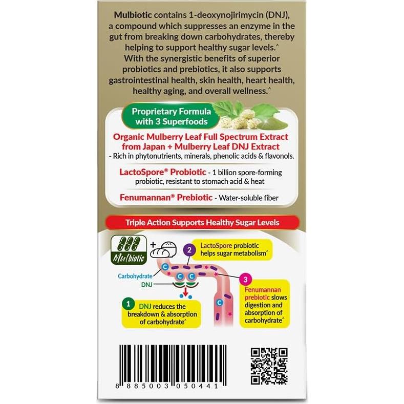 Cápsulas Mulbiotica LABO Nutrition, Probioticos y Prebioticos 108g